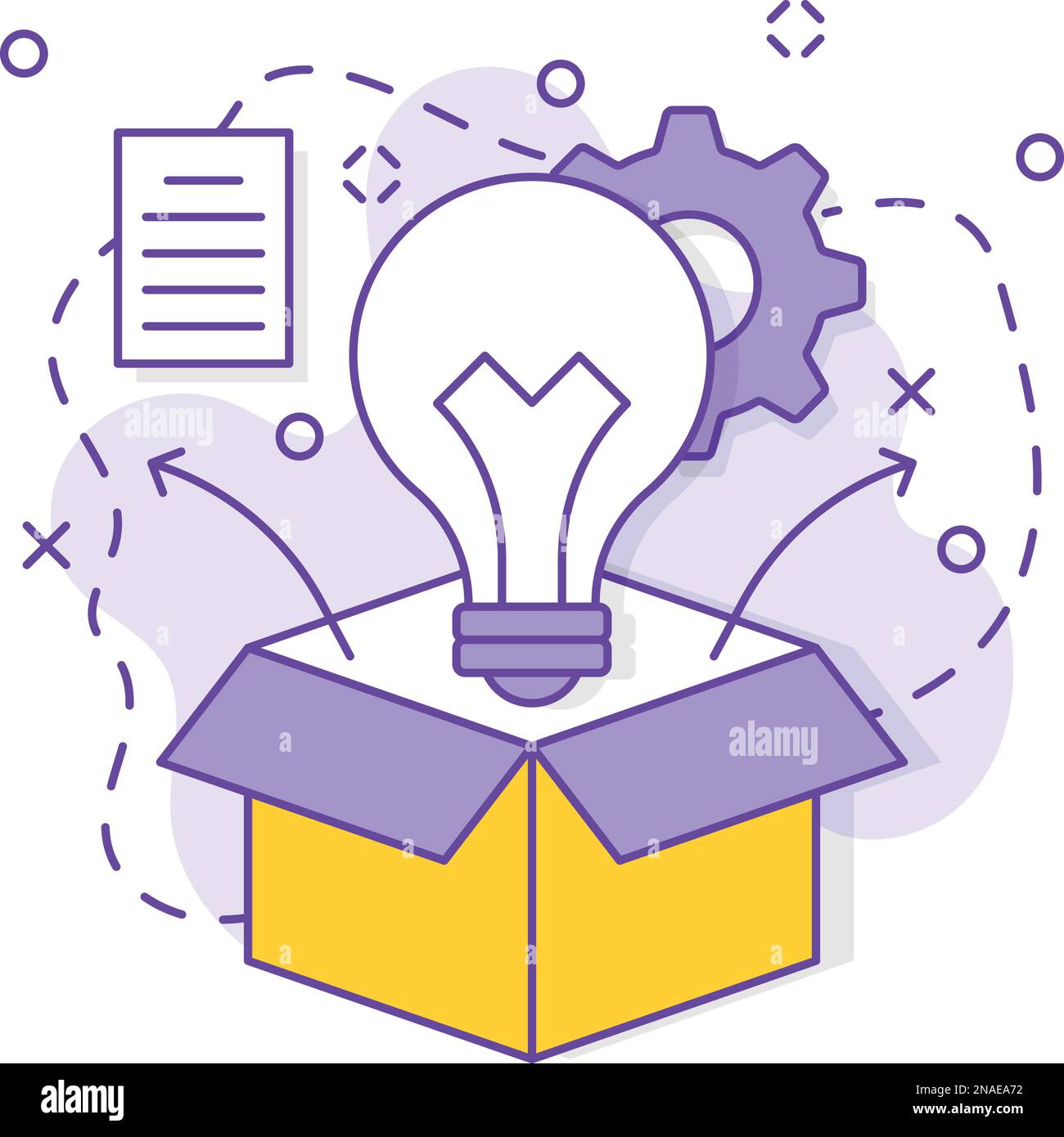 Bulbo con disegno vettoriale del cartone, società di affari partenariati congiunti vendita e amministrazione di vendita fuori della scatola idea di vendita in entrata Illustrazione Vettoriale