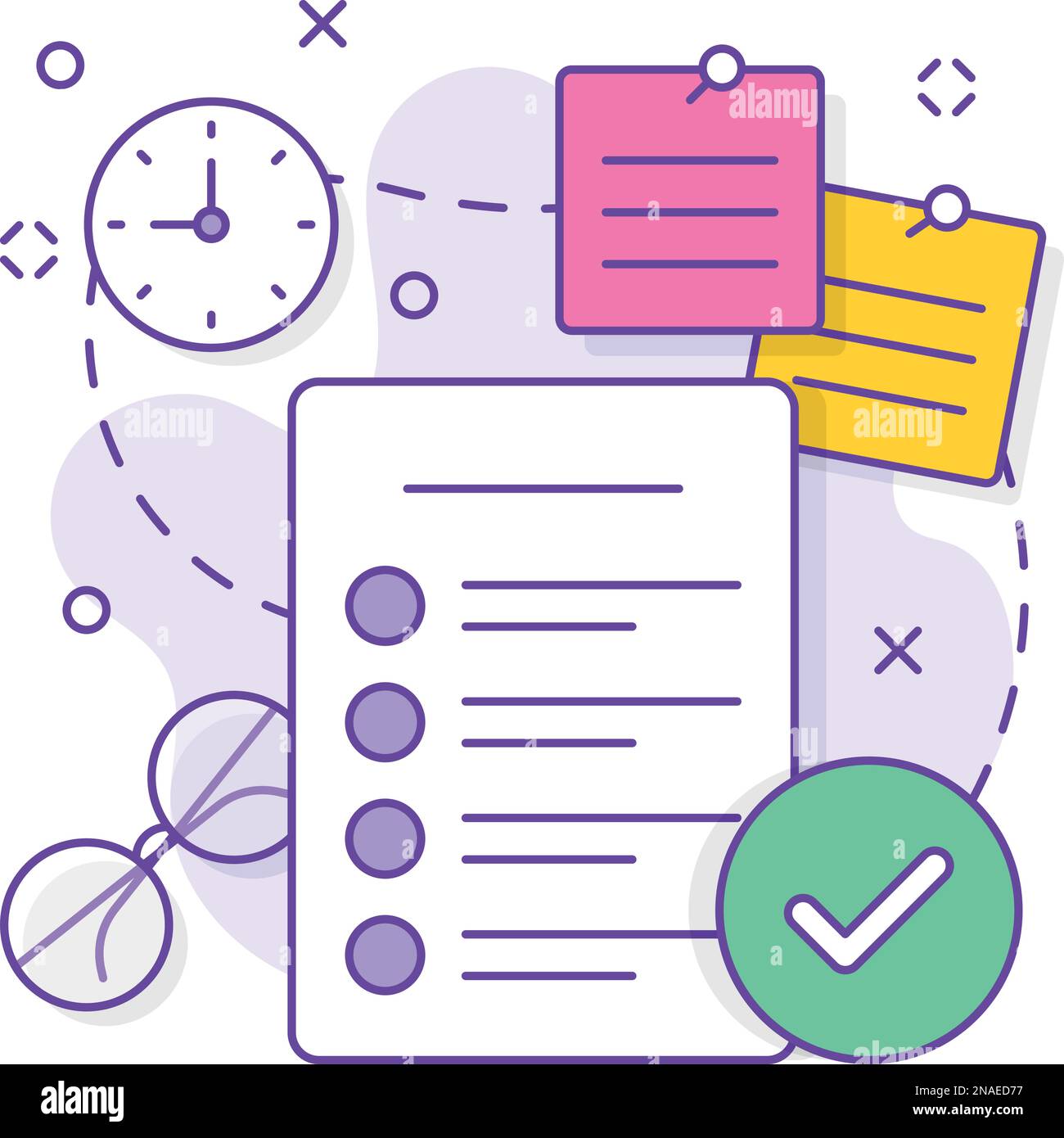 Report di riepilogo del progetto con la progettazione vettoriale delle note chiave, società di affari partnership congiunte Gestione vendite e marketing elenco di attività con tempistica Illustrazione Vettoriale