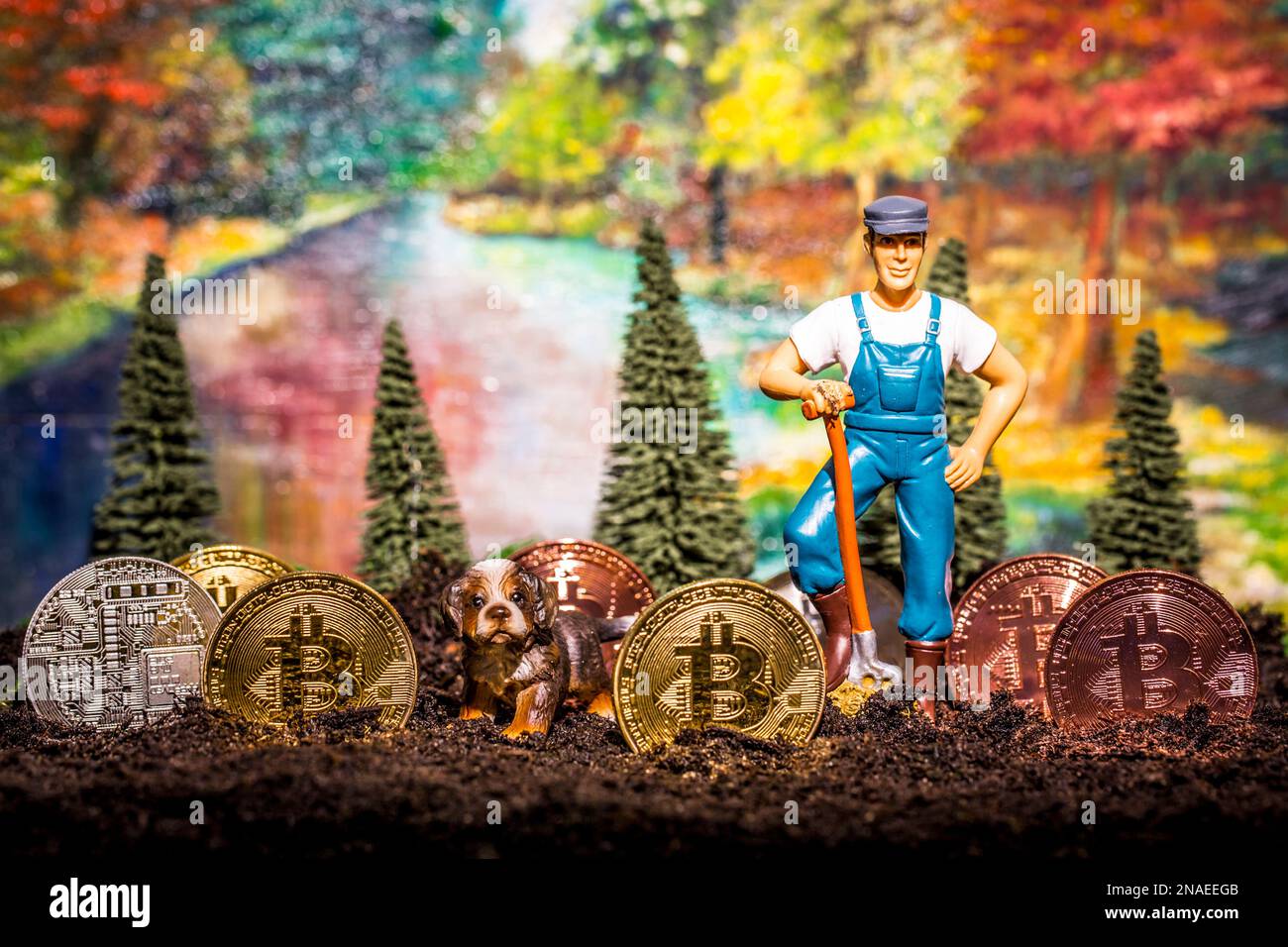 Bitcoin Farm - Bitcoin Farmer Cryptocurrency, Crypto, Bitcoins, Bitcoinmining Foto Stock