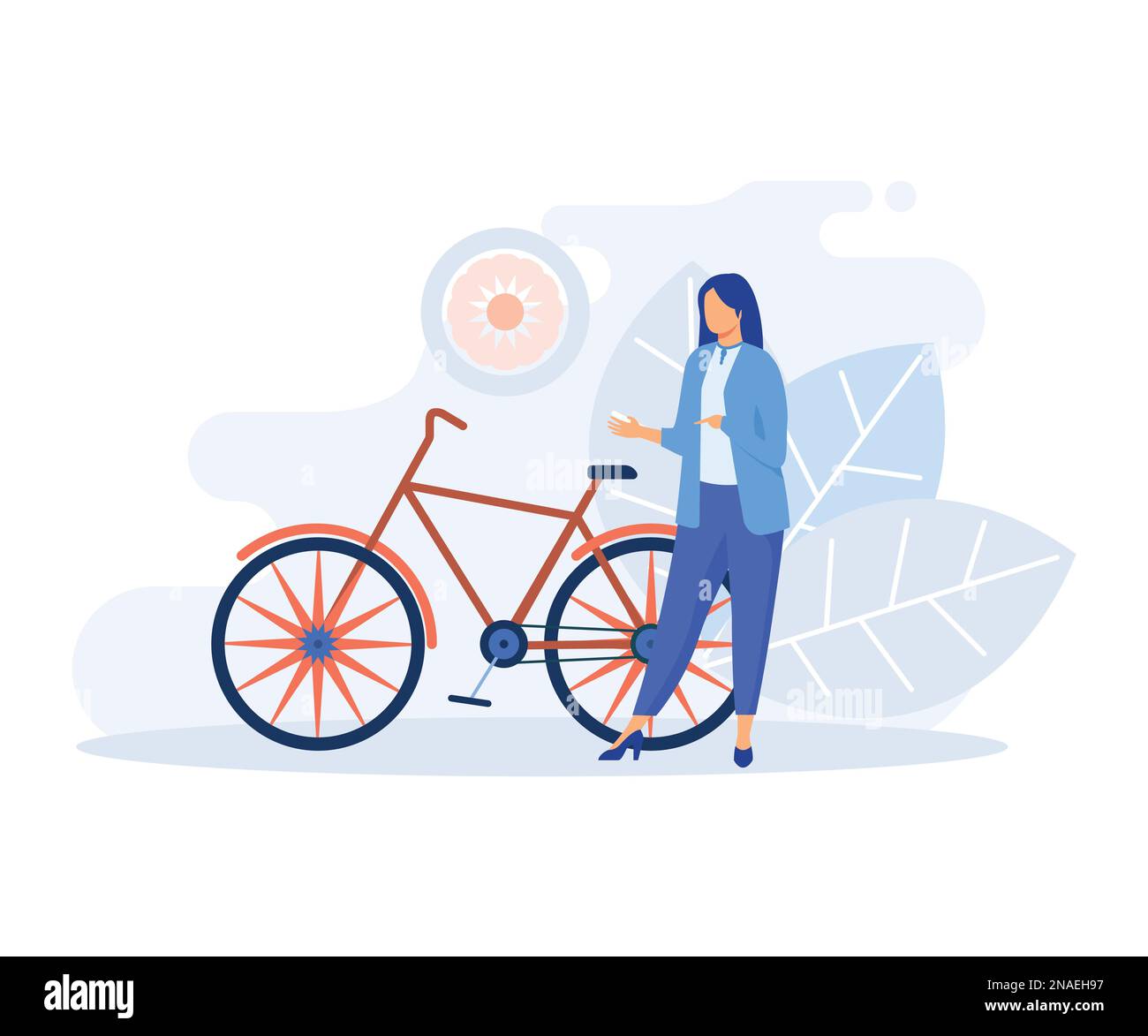 Illustrazione del trasporto sostenibile. Personaggi in piedi vicino a auto elettrica privata, e-bike e autobus pubblico. Trasporto ecologico concep Illustrazione Vettoriale