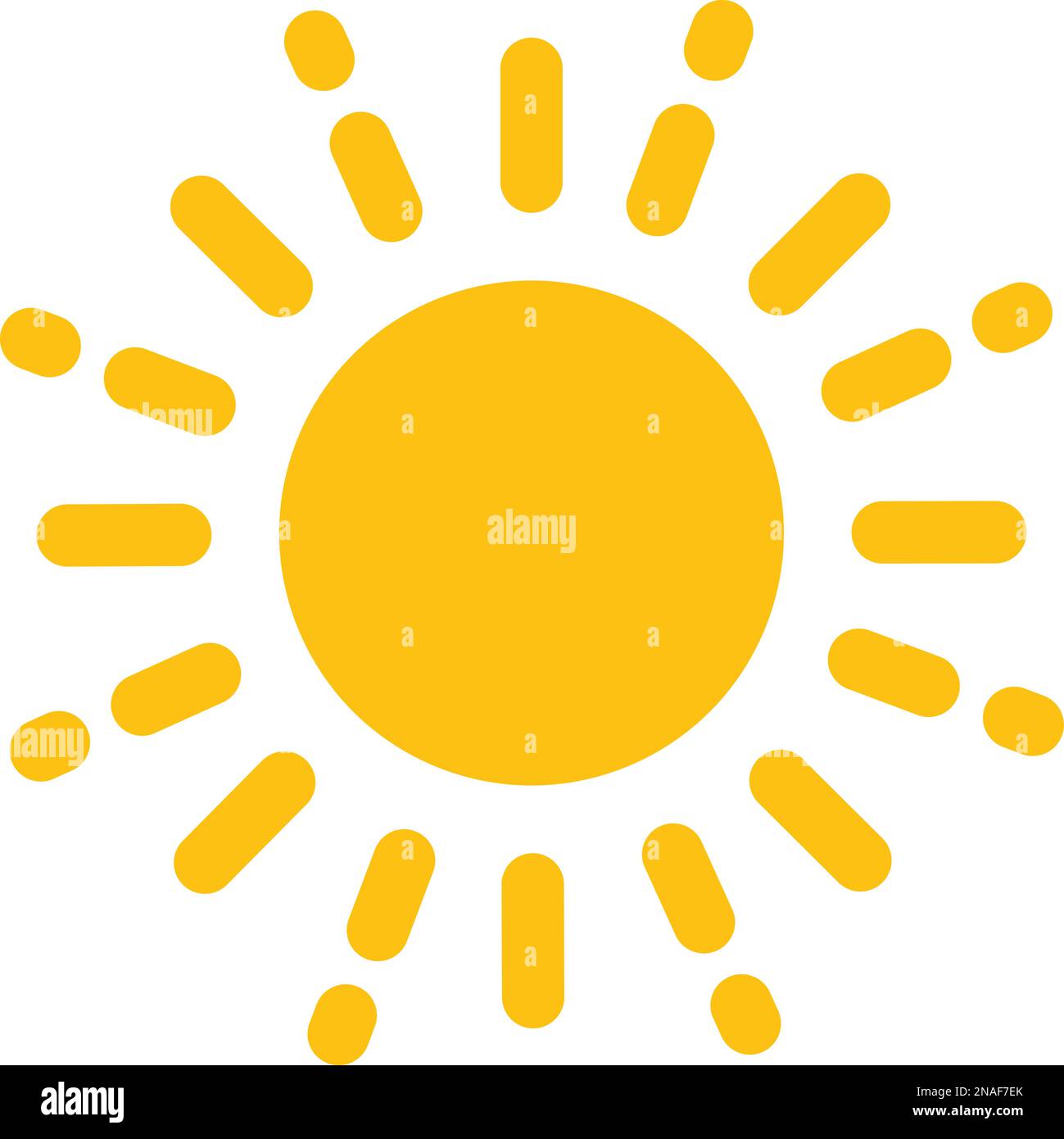 Icona vettore sole gialla. Raggio di sole splendente. Cartello sole e luce solare. Icona del tramonto. Arte astratta Illustrazione Vettoriale