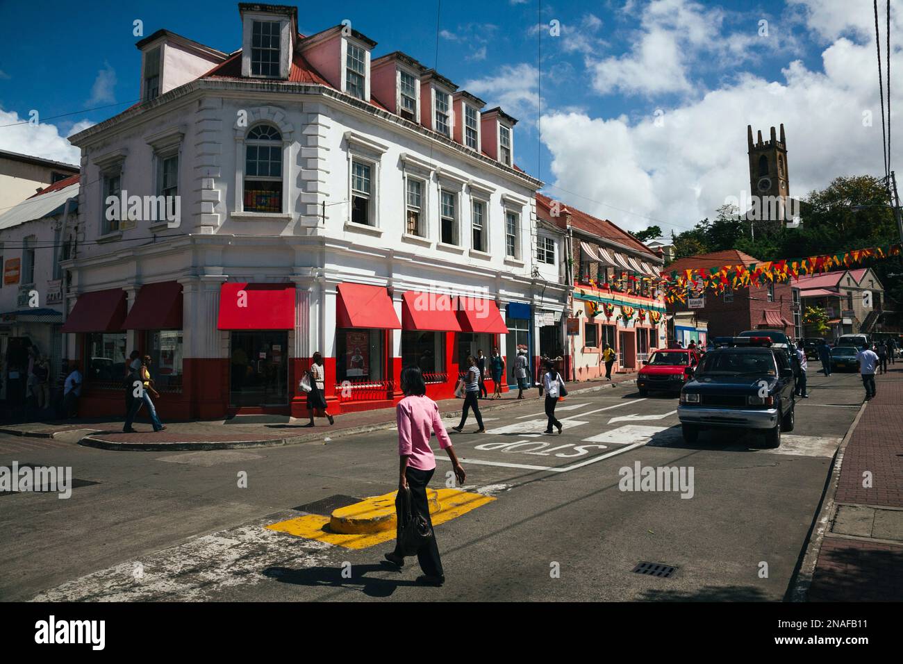 Scena dalla capitale della città portuale St George's nell'isola di Grenada; Grenada, Indie occidentali Foto Stock