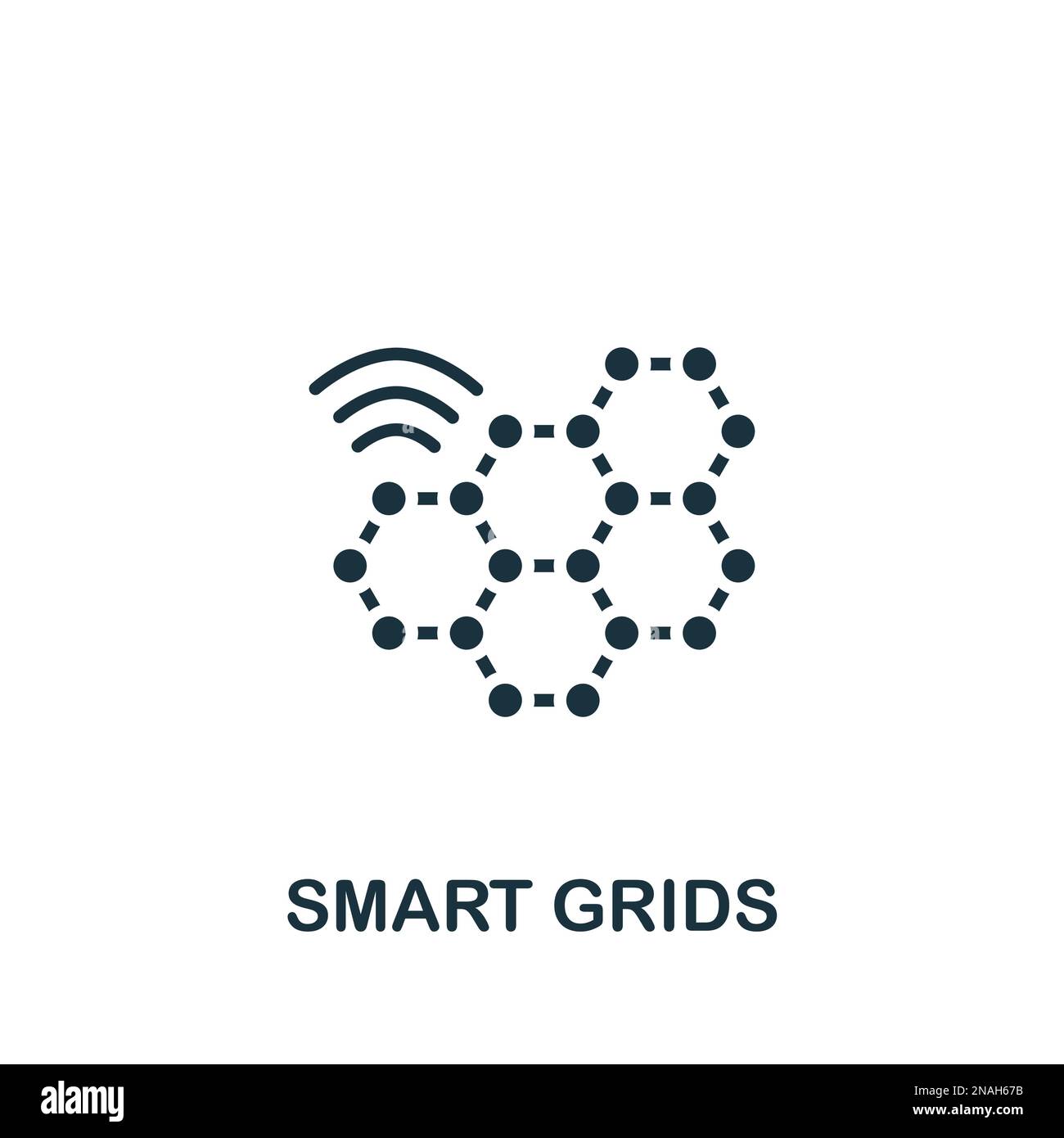 Icona Smart Grid. Semplice segno monocromatico dalla collezione di digitalizzazione. Icona Smart Grid per logo, modelli, web design e infografica. Illustrazione Vettoriale