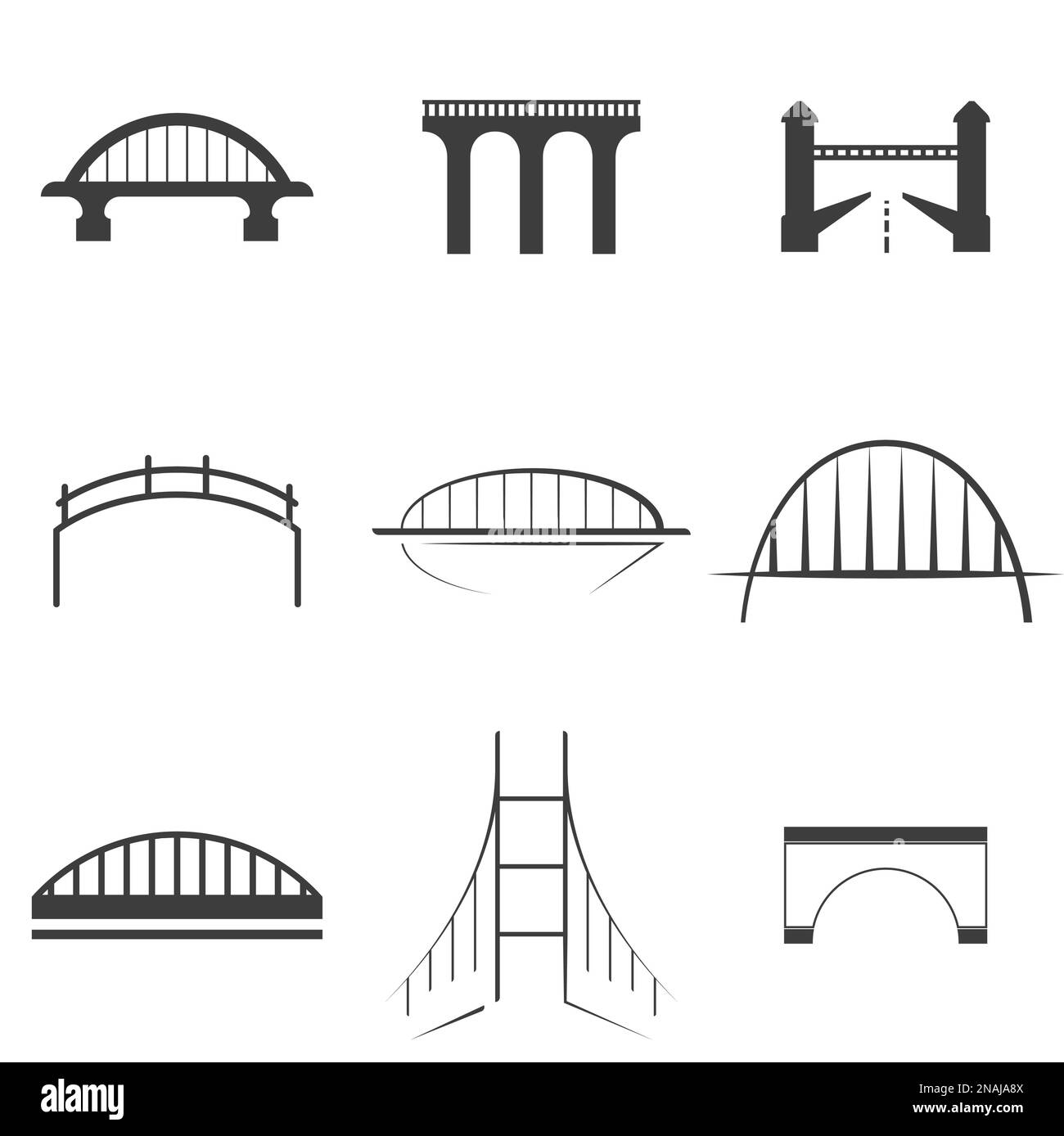 Set di oggetti sul tema del ponte Illustrazione Vettoriale