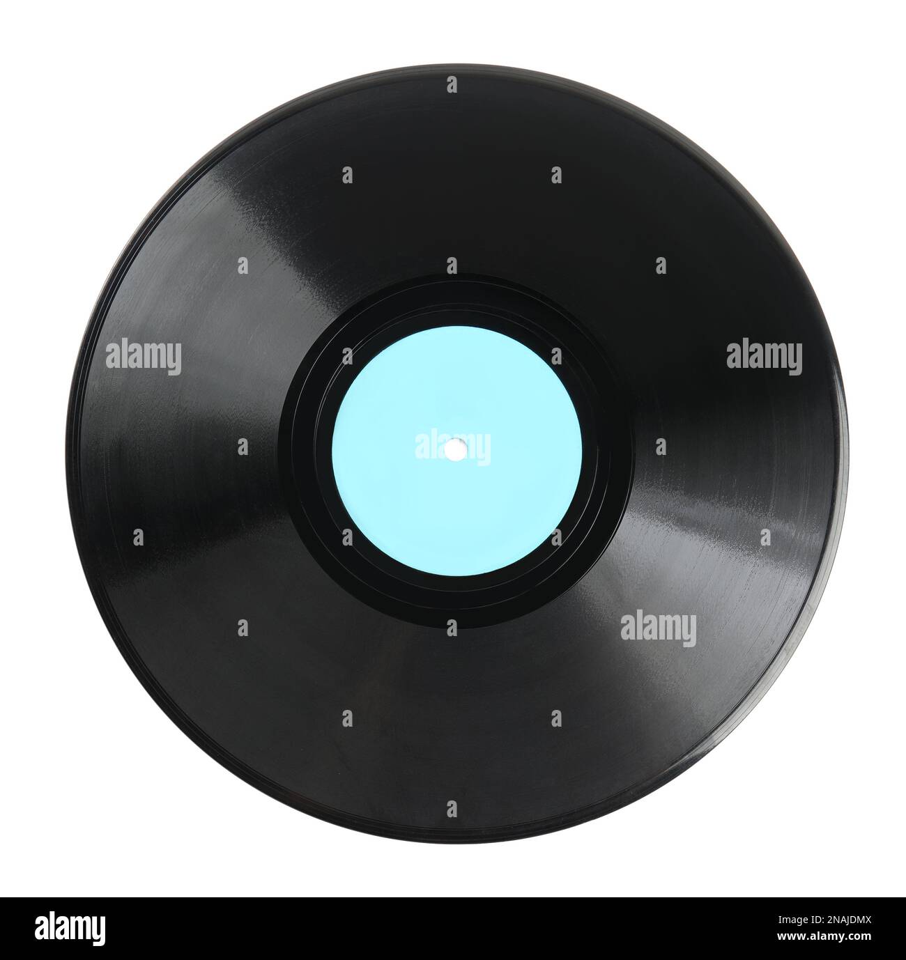 Disco in vinile nero d'epoca isolato su bianco Foto Stock