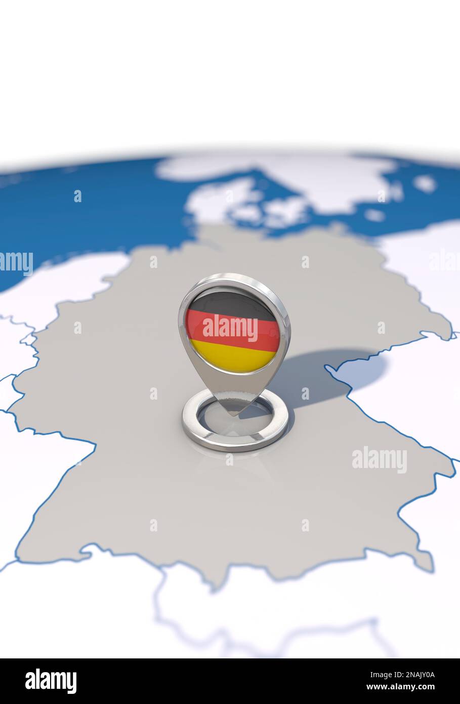 Germania, destinazione, navigazione, paese di destinazione, mappa, Globo, FRG, terra, globo, migrazione, Indicatore, destinazione, 3D, processo, navi, punto di destinazione Foto Stock