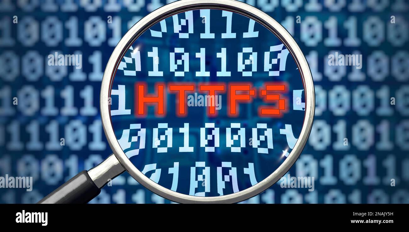Un'illustrazione simbolica sull'argomento protocollo di comunicazione HTTPS Foto Stock