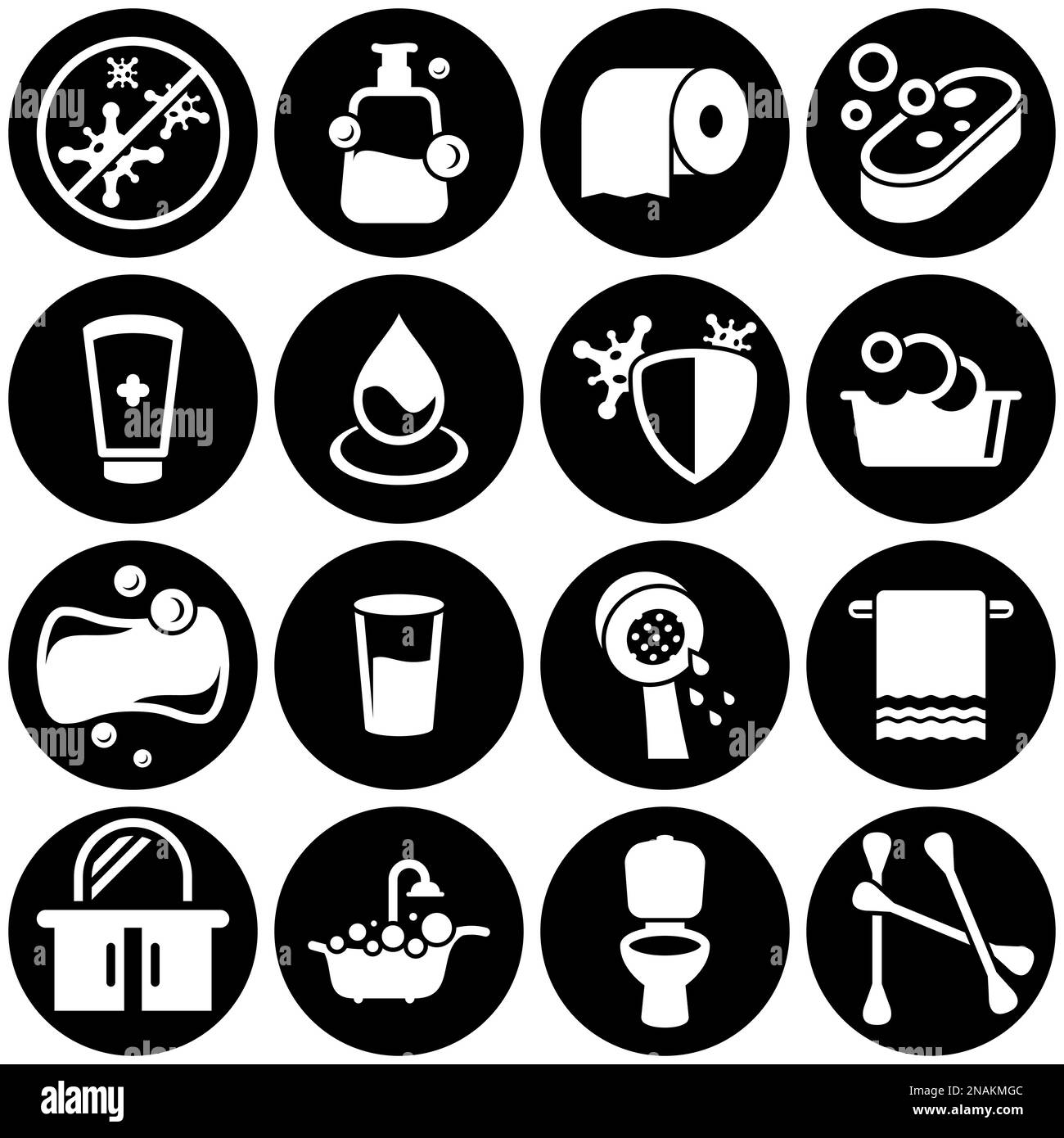 Insieme di icone semplici su un tema igiene, sanificazione, latrina, vettore, disegno, collezione, piatto, segno, simbolo,elemento, oggetto, illustrazione. Sfondo bianco Illustrazione Vettoriale