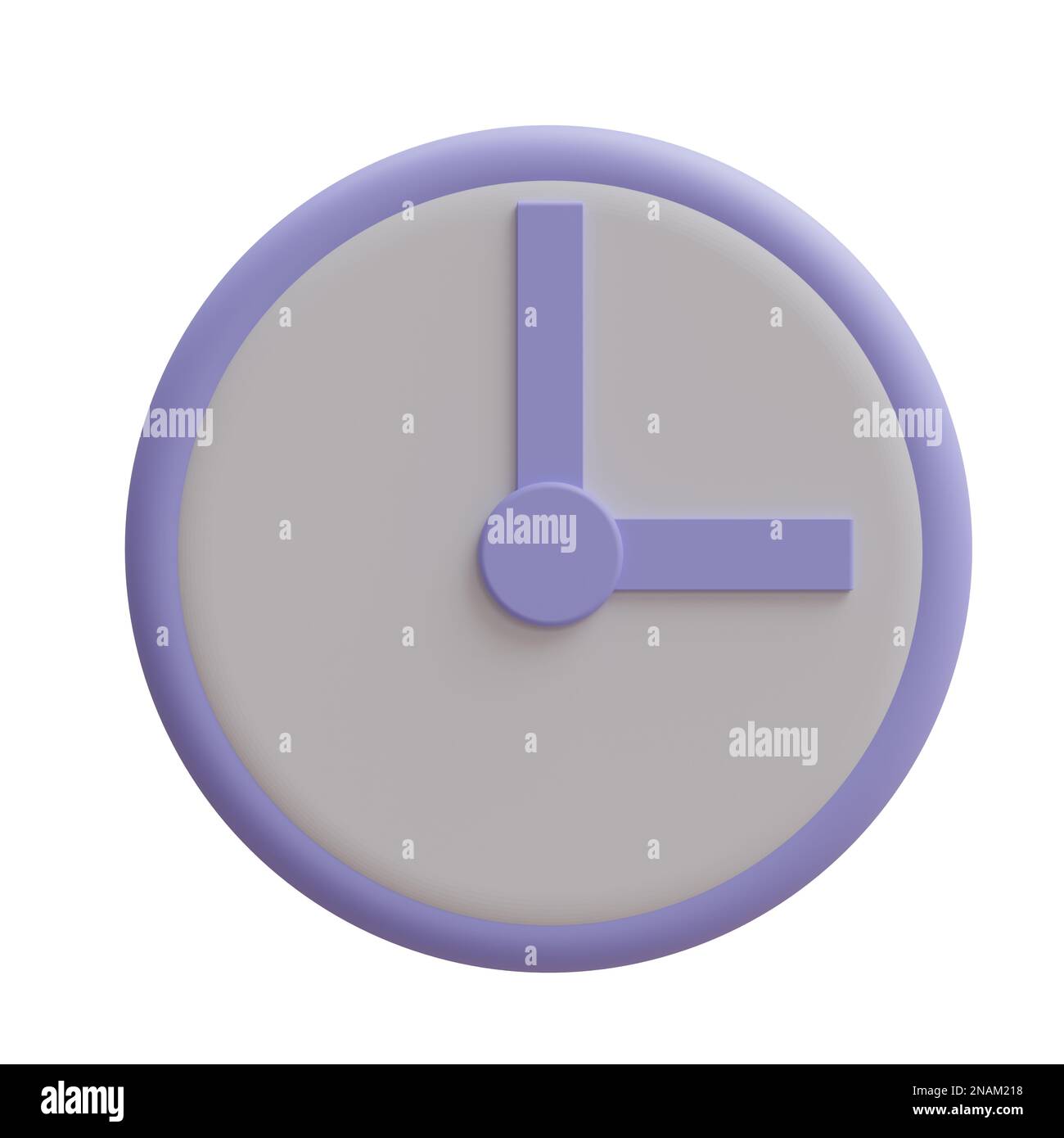 Orologio cartone animato icona minima isolato su sfondo bianco, rendering 3D Foto Stock