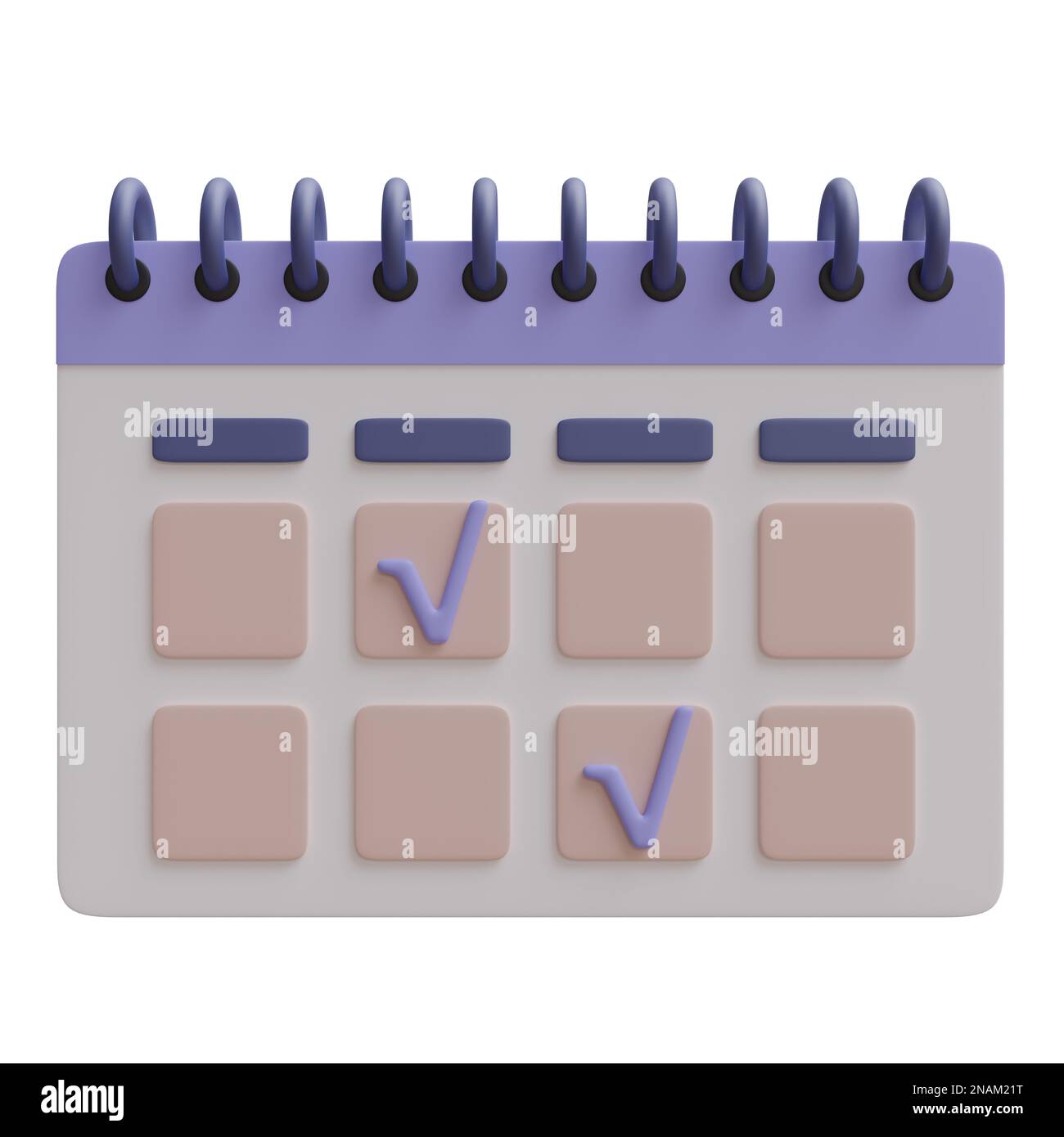 Icona blocco note, per fare elenco attività calendario cartoon minimo. Notebook isolato su sfondo bianco, rendering 3D Foto Stock