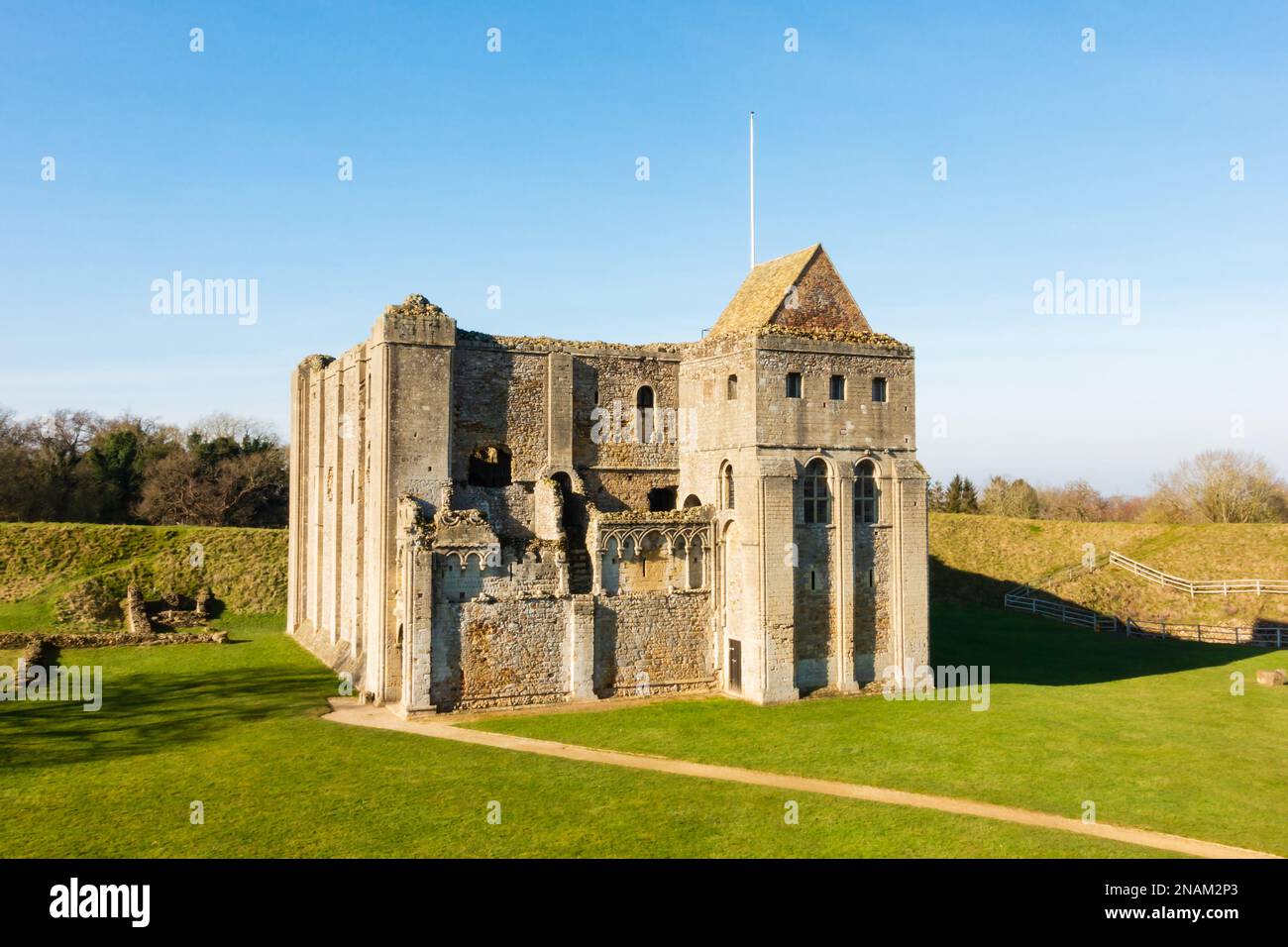 Il castello normanno, Castello Rising, Kings Lynn, Norfolk, Inghilterra Foto Stock