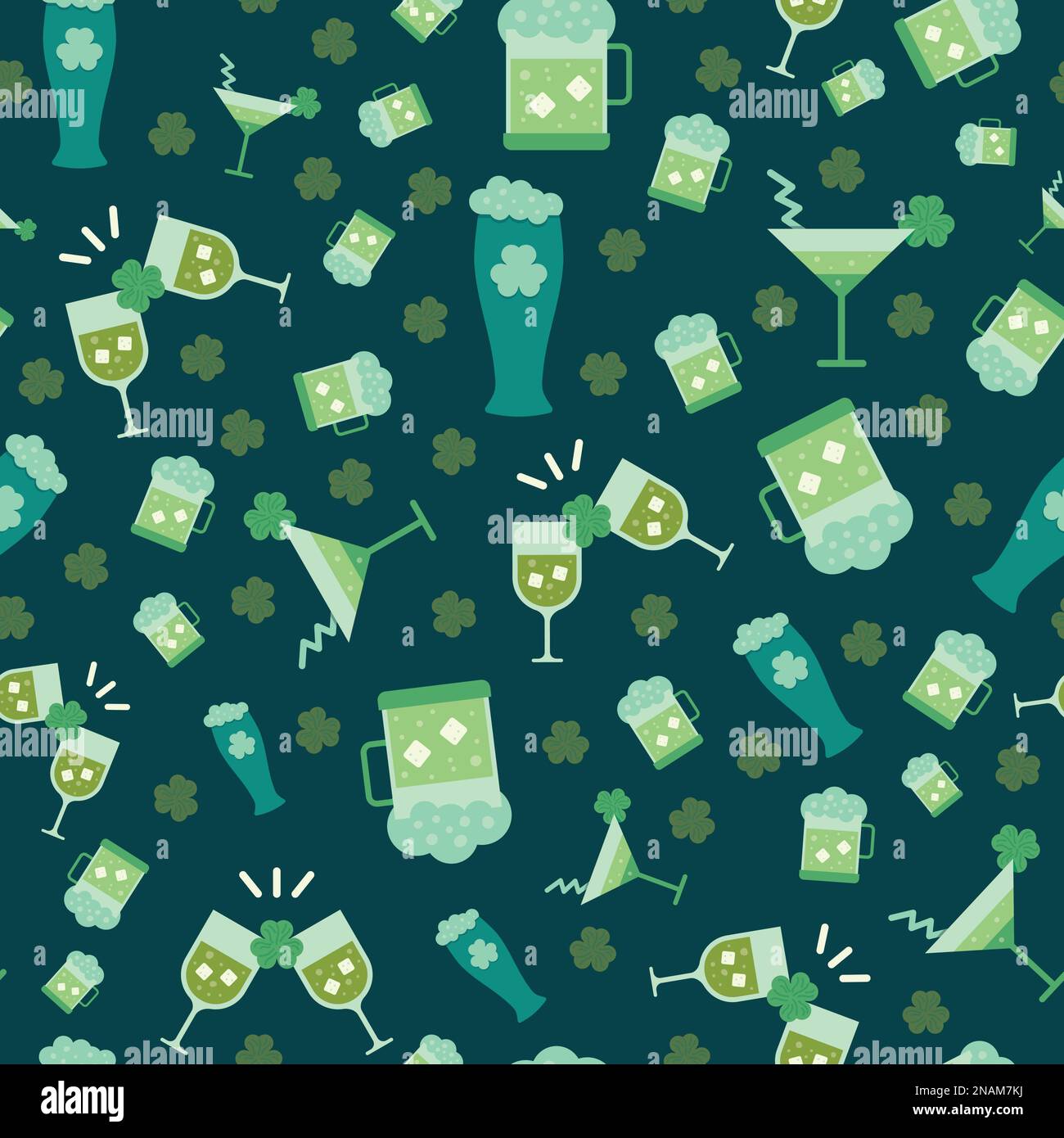 Saint Patricks Day Drinks Vector pattern repeat background Illustrazione Vettoriale
