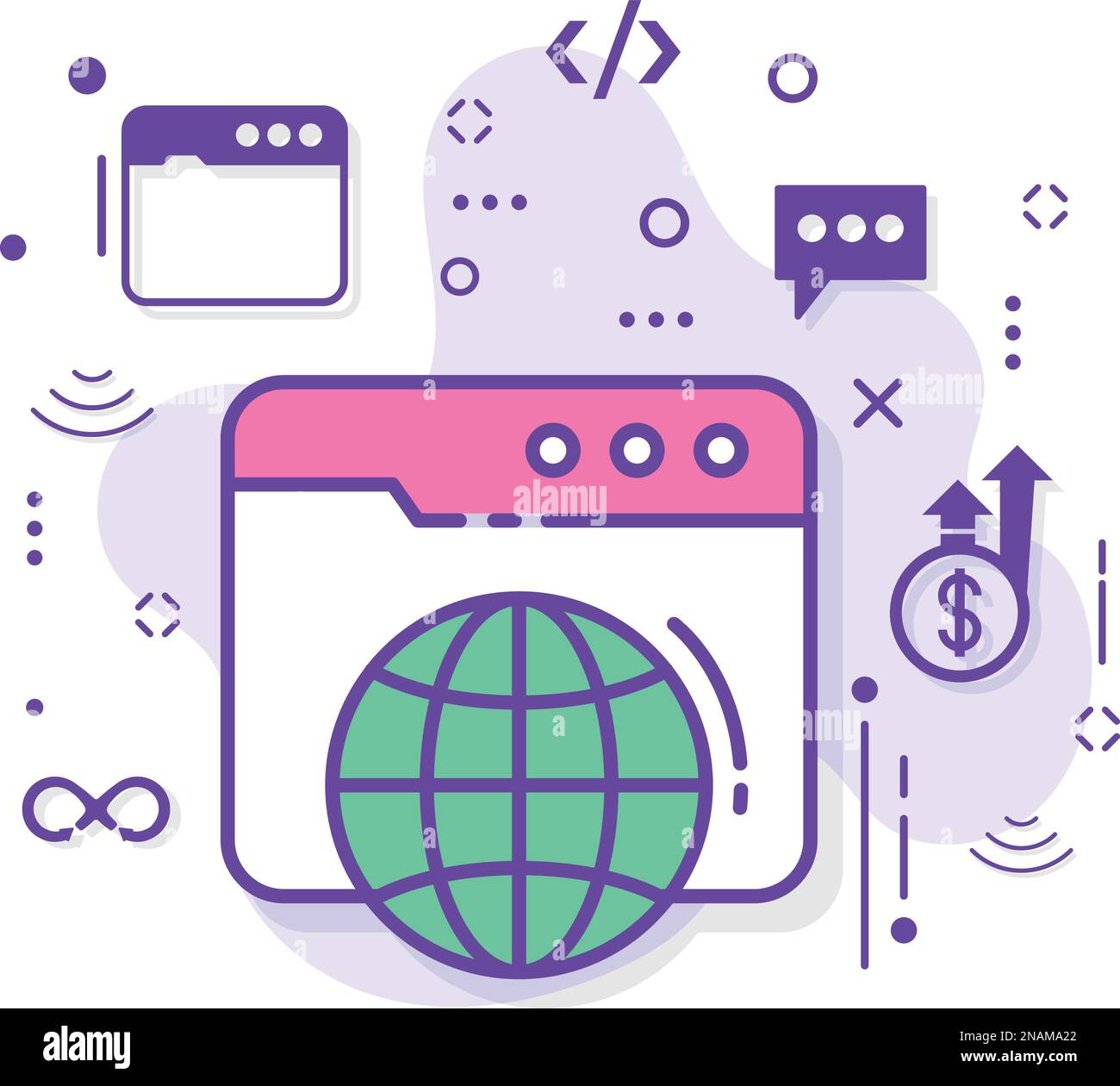 Webpage Viewer Software Sign, http translator stock Illustration, Internet Web browser Concept Vector Color Icon Design, Cloud Computing e Internet Illustrazione Vettoriale