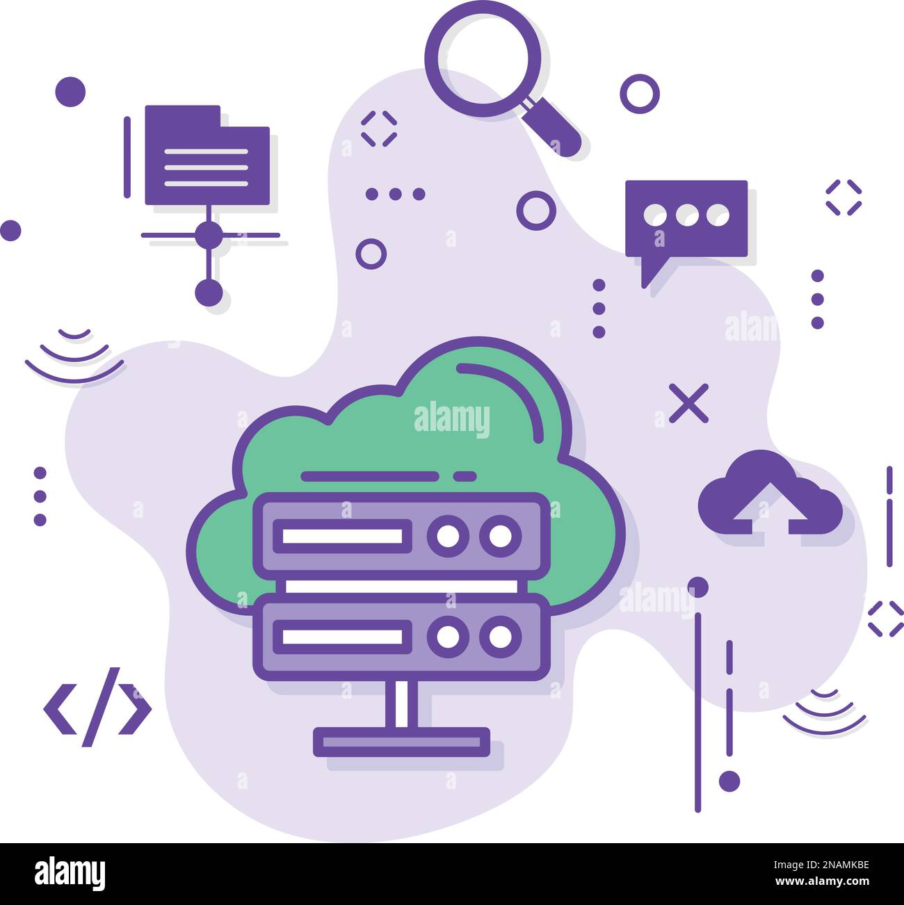 Concetto di server nodo proxy, illustrazione stock di Global Cloud Services Provider, Colocation Cluster hosting Vector Icon Design, Cloud Computing Hosting Illustrazione Vettoriale