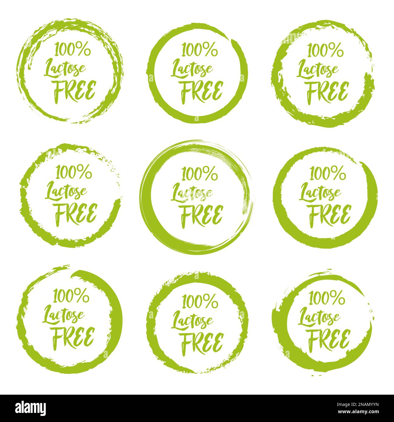 Set di etichette senza lattosio su sfondo bianco Illustrazione Vettoriale