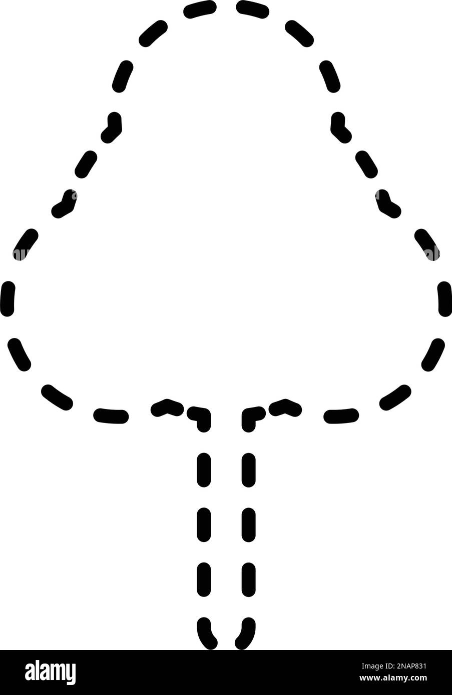 Tracciando le linee tratteggiate albero contorno forma per prescolare e scuola materna ragazzi foglio di lavoro elemento per disegno e la pratica di scrittura Illustrazione Vettoriale