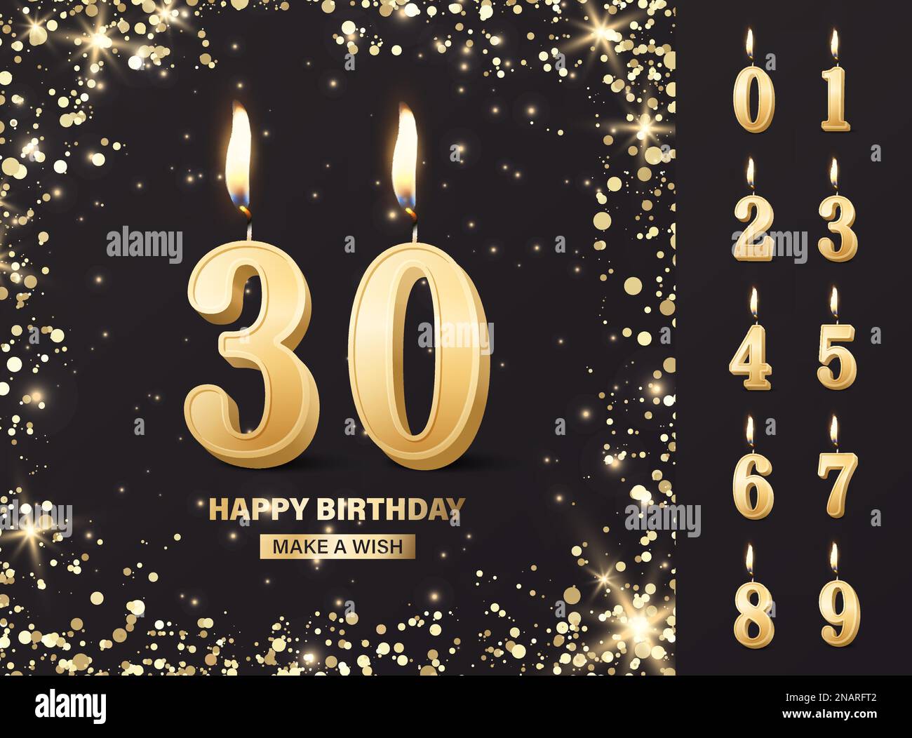 SVG, Vettoriale - Set Di Numeri Colorati Di Candele Di Compleanno. Stoppino  E Fuoco. Illustrazione Vettoriale. Image 132076482