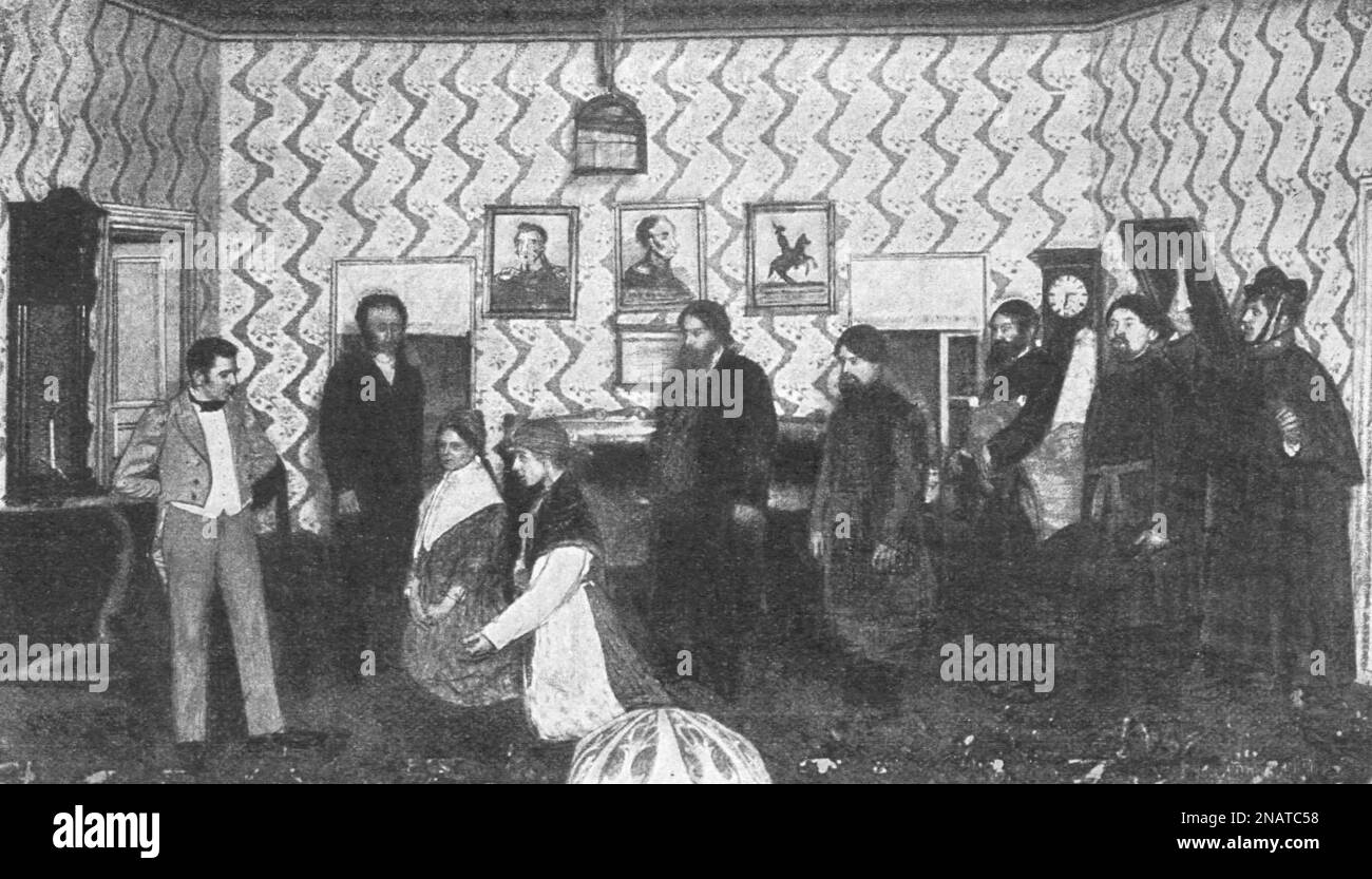 La performance "l'ispettore del Governo" (di N. Gogol) degli allievi del Liceo di Tsarevich Nikolai a Mosca. Foto dal 1902. Foto Stock
