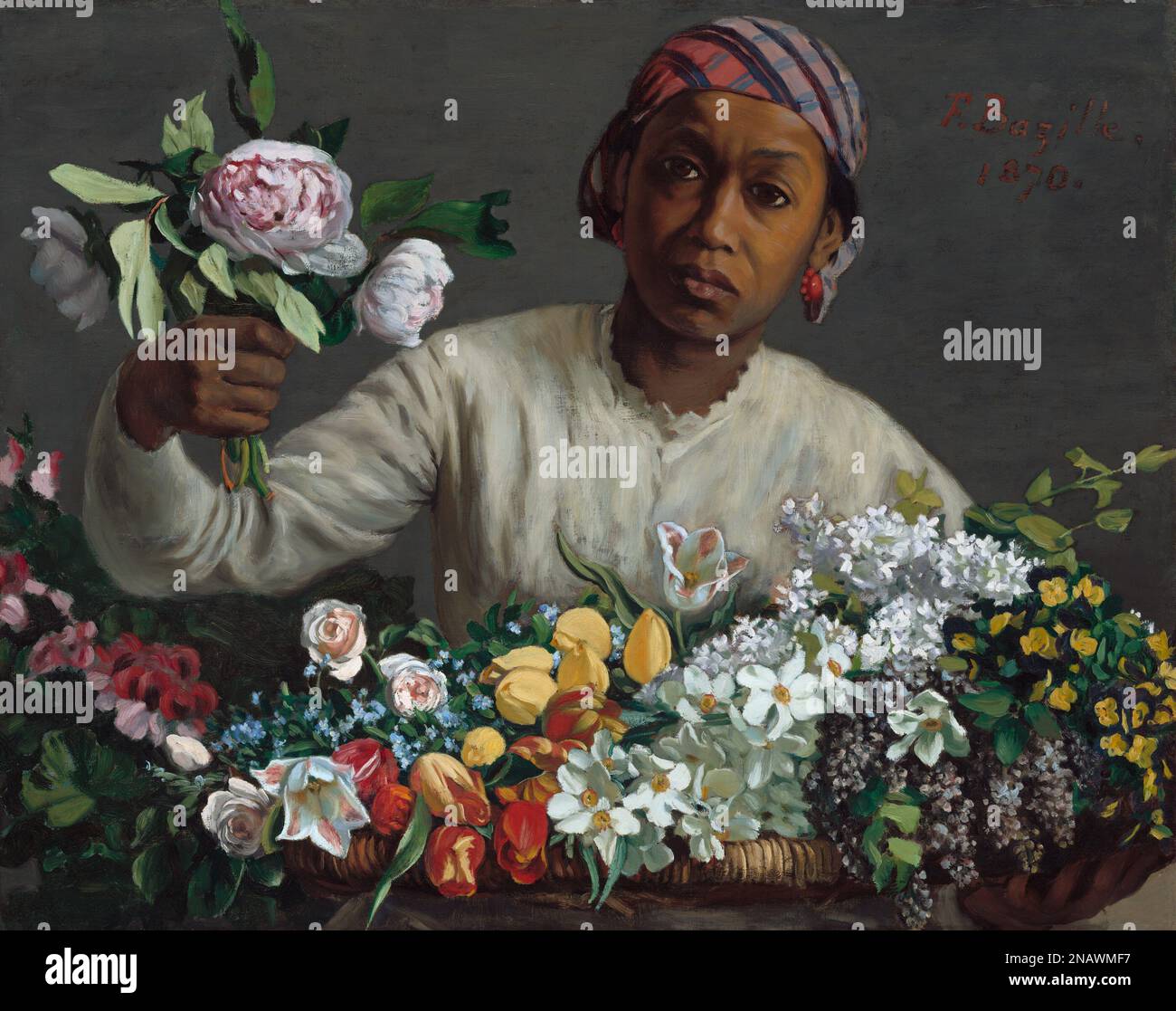 Frédéric Bazille giovane donna con Peonie 1870 Foto Stock