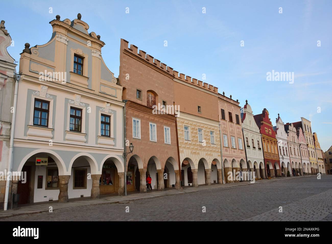 Le case della piazza principale (Namesti Zachariase z Hradce), Telč, Regione di Vysočina, Distretto di Jihlava, Repubblica Ceca, Europa, Patrimonio dell'umanità Foto Stock