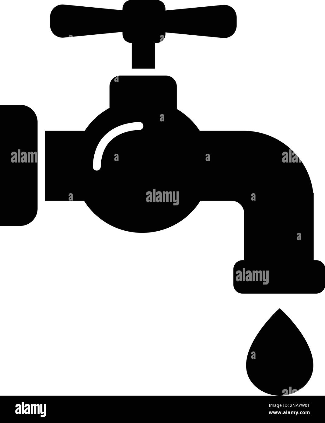 Icona rubinetto. Rubinetto dell'acqua. Rubinetto bagno simbolo piatto stile vettore stock. Acqua nulla Illustrazione Vettoriale