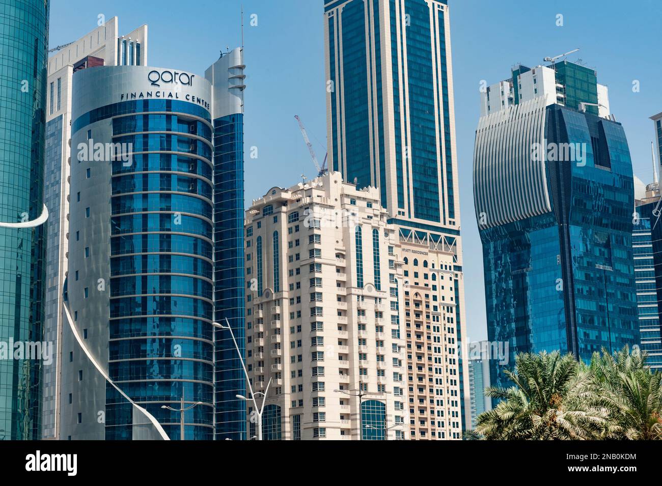 Doha, Qatar. Settembre 22nd 2019 il centro finanziario di Doha, parte del quartiere degli affari del Qatar, edifici moderni e alti nel centro commerciale di Q Foto Stock
