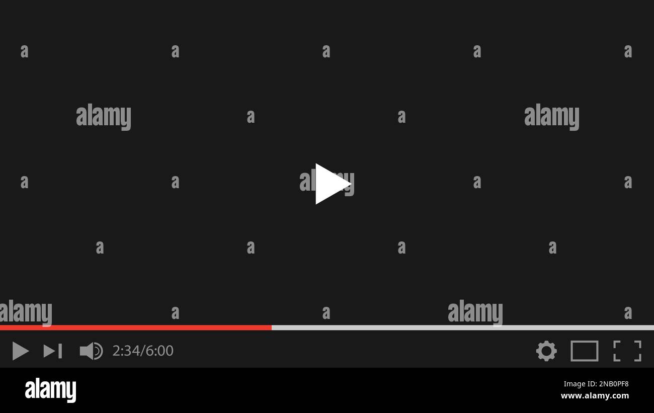 Cornice modello schermo YouTube. Lettore video su schermo per smartphone realistico. Layout del lettore video YouTube. Concetto di social media Illustrazione Vettoriale