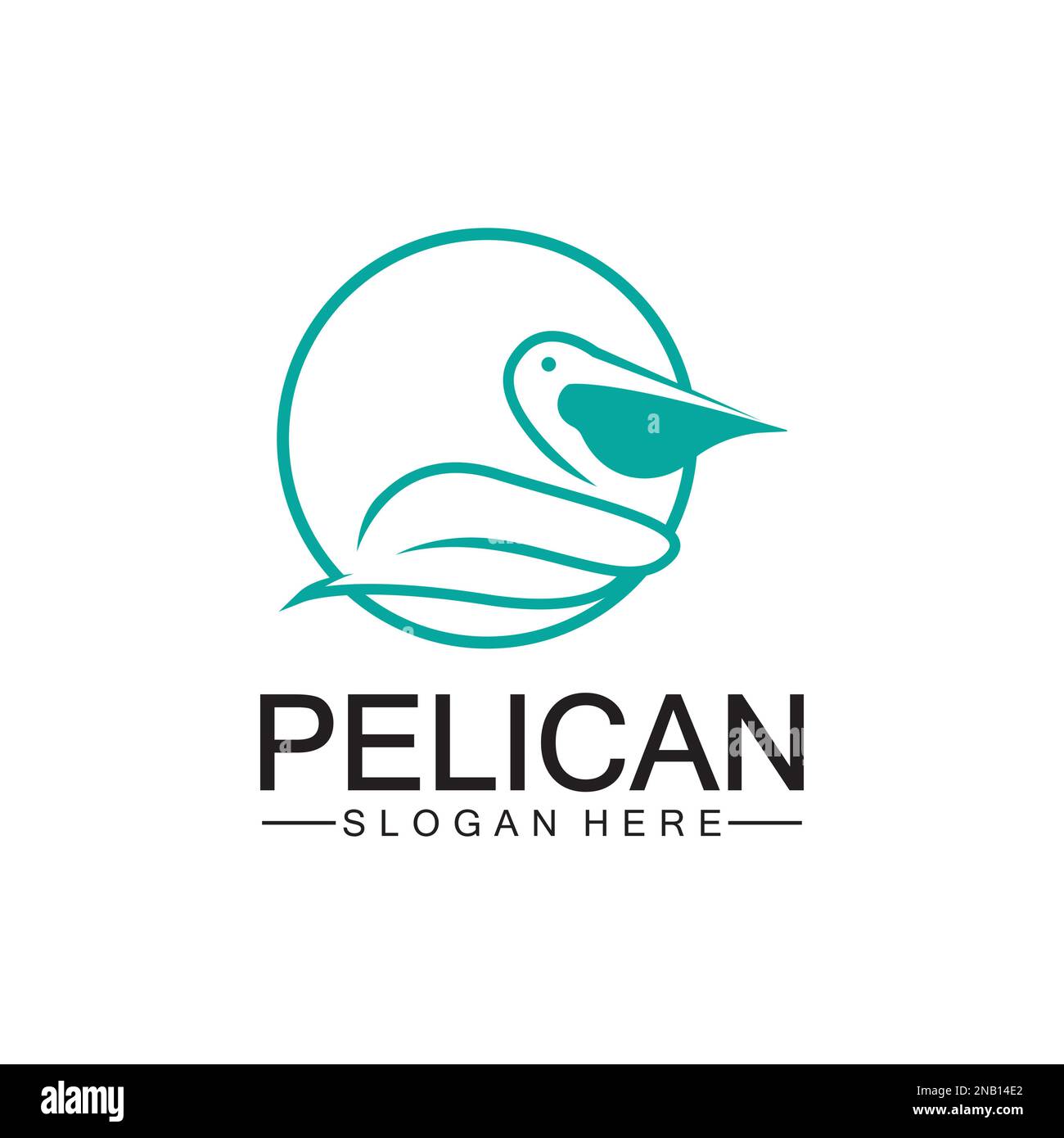 Pelican Bird logo design, linea arte pelican bird logo modello di illustrazione vettoriale Illustrazione Vettoriale