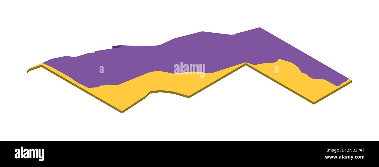 Mappa occidentale della terra divisa tra il Marocco e la Repubblica Araba Democratica del Sahara dal Muro del Sahara Occidentale del Marocco. Mappa vettoriale vuota isometrica 3D in schema a quattro colori. Illustrazione Vettoriale