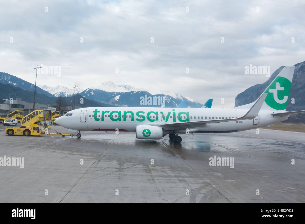 Aereo di Transavia all'aeroporto di Innsbruck, Austria Foto Stock