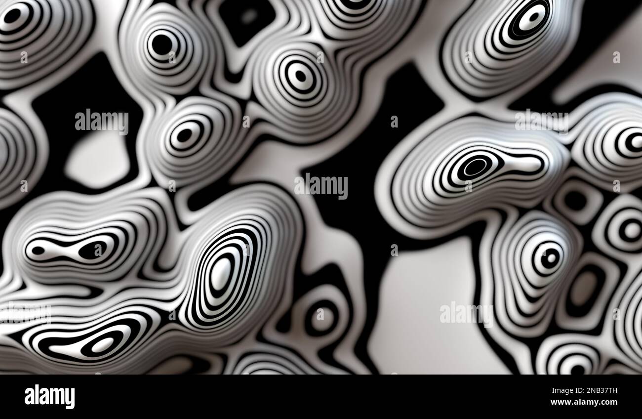 Design di linee e forme astratte in bianco e nero.sfondo astratto.illustrazione 3D. Foto Stock