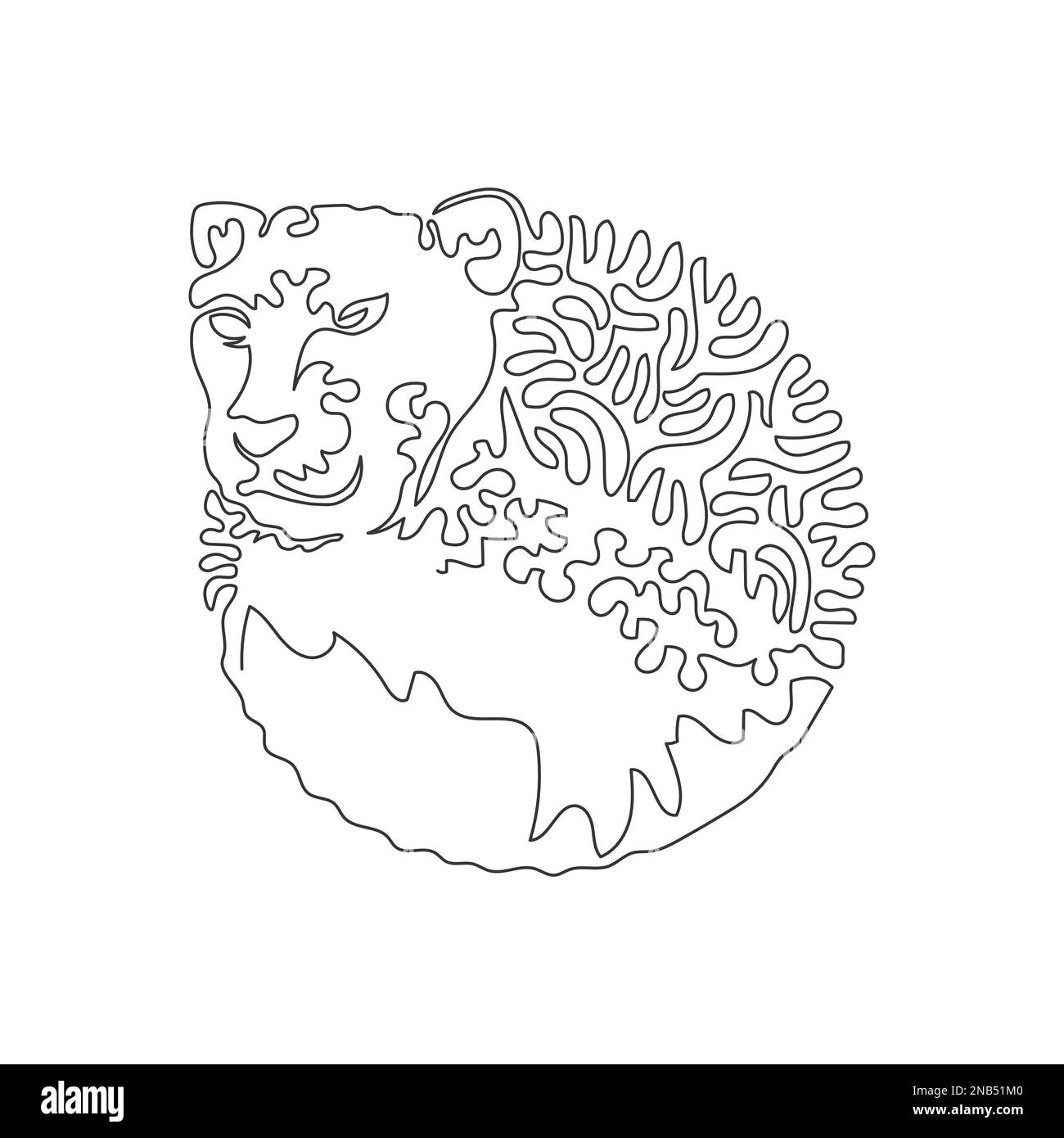 Singolo una linea ricurva che traccia l'arte astratta del volto di ghepardo. Disegno grafico a linea continua illustrazione vettoriale di ghepardo aggressivo Illustrazione Vettoriale