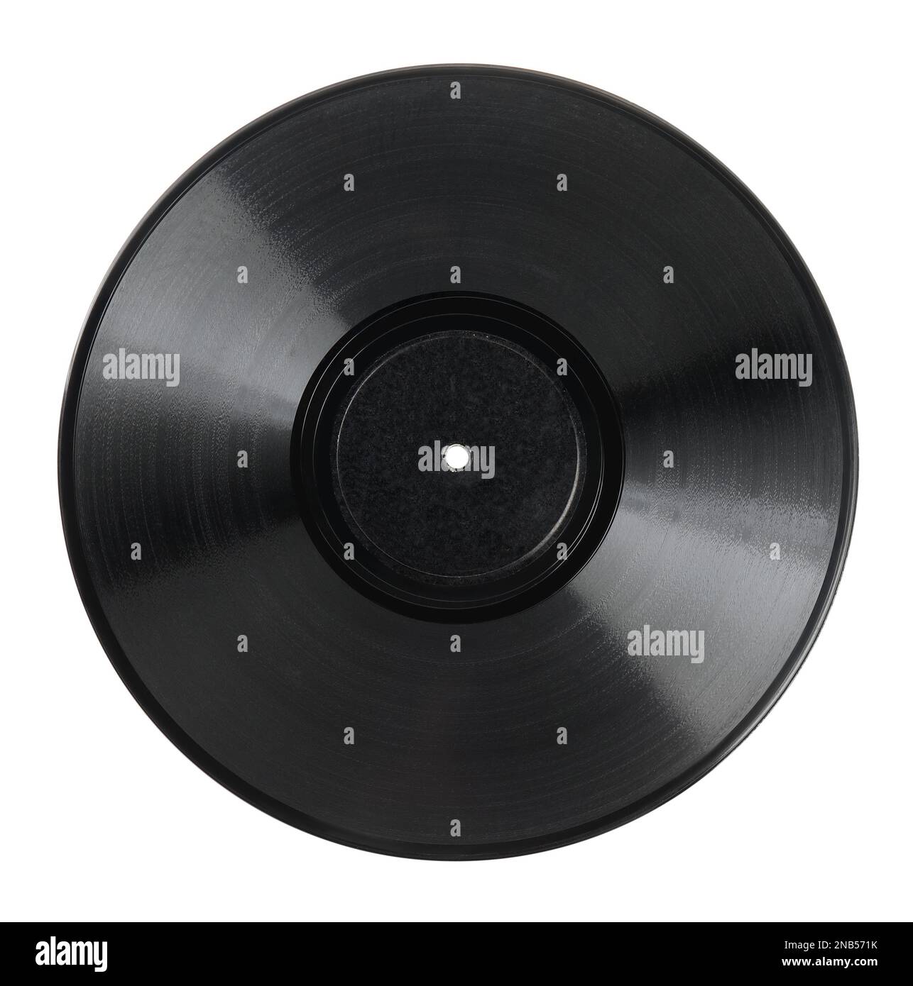Disco in vinile nero d'epoca isolato su bianco Foto Stock