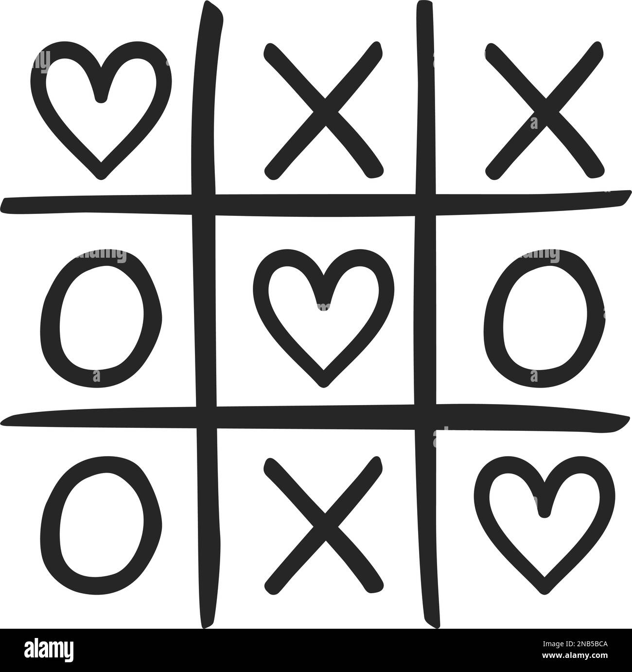 TIC TAC Toe o Nauthights e croci gioco con cuori come concetto per l'amore in illustrazione vettoriale Illustrazione Vettoriale