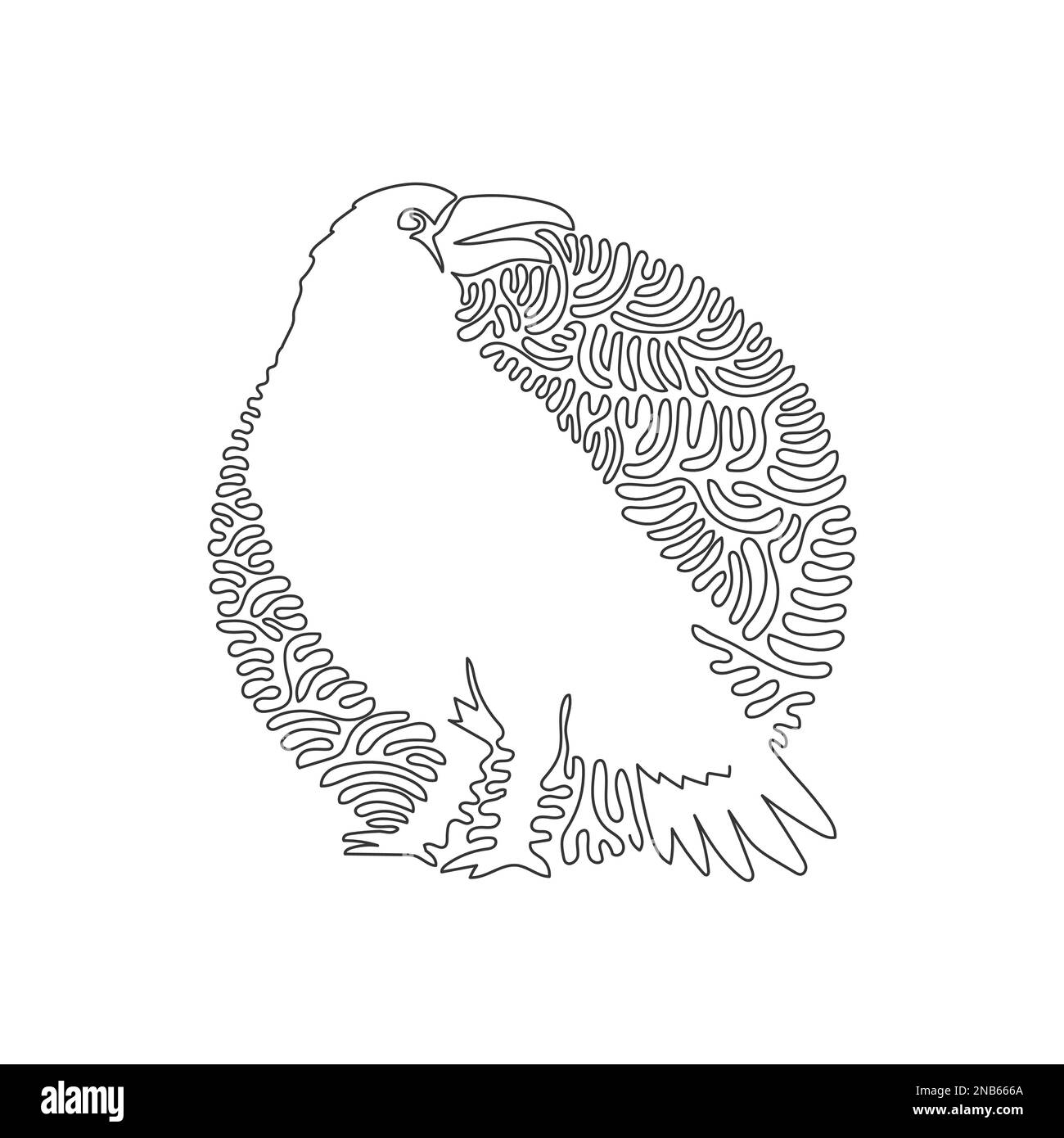 Disegno continuo di una linea curva dell'arte astratta della corvo spaventosa Immagine vettoriale del tratto modificabile a riga singola di corvo per il logo Illustrazione Vettoriale