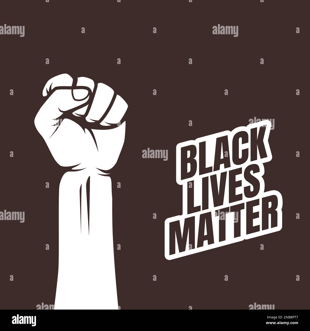 Black Lives materia, mano clenched - simbolo di protesta arte vettore illustrazione. Illustrazione Vettoriale