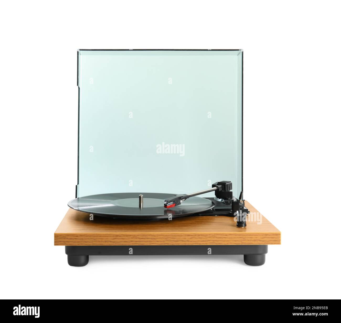 Moderno lettore di dischi in vinile con disco isolato su bianco Foto stock  - Alamy