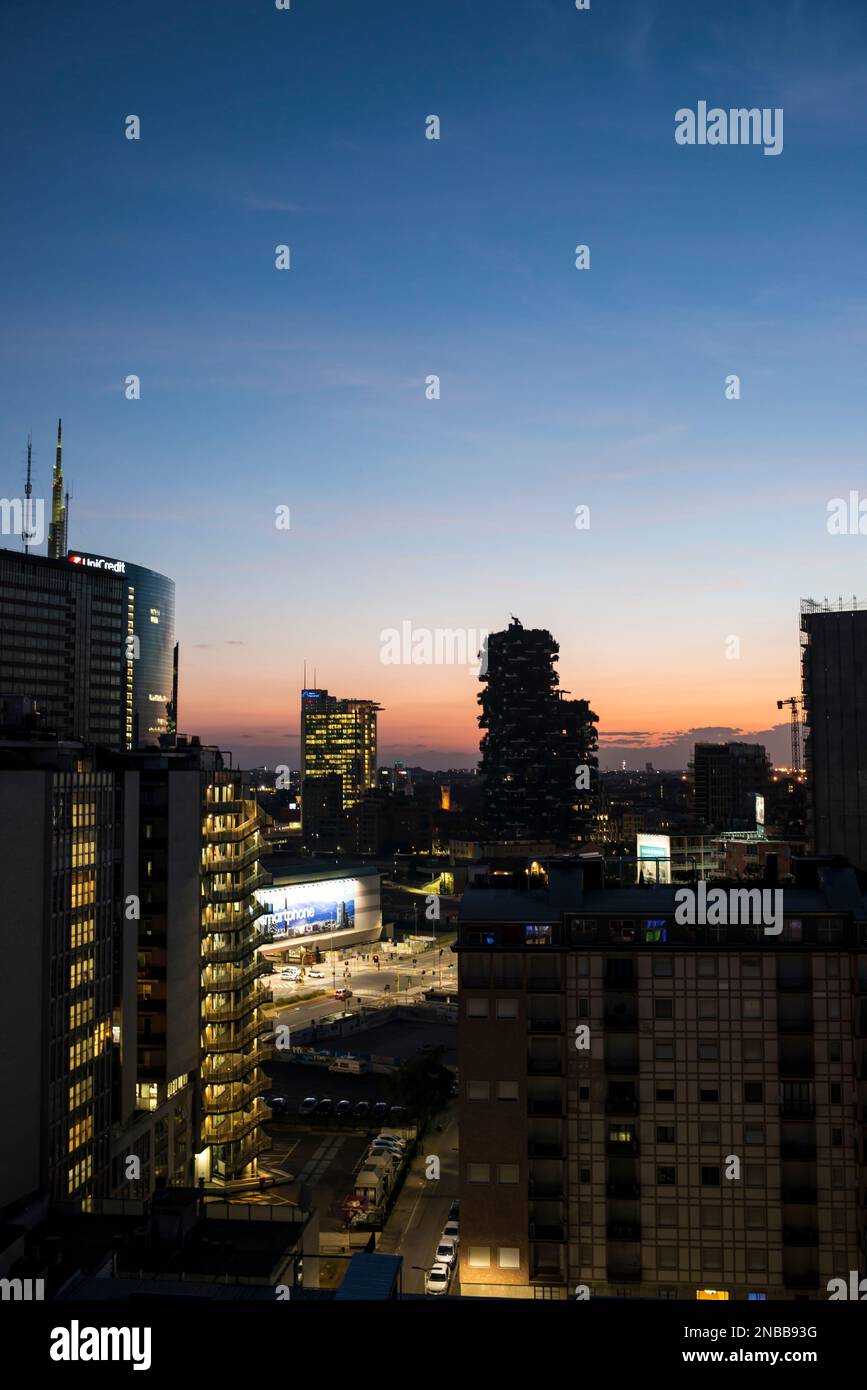 Milano al tramonto Foto Stock