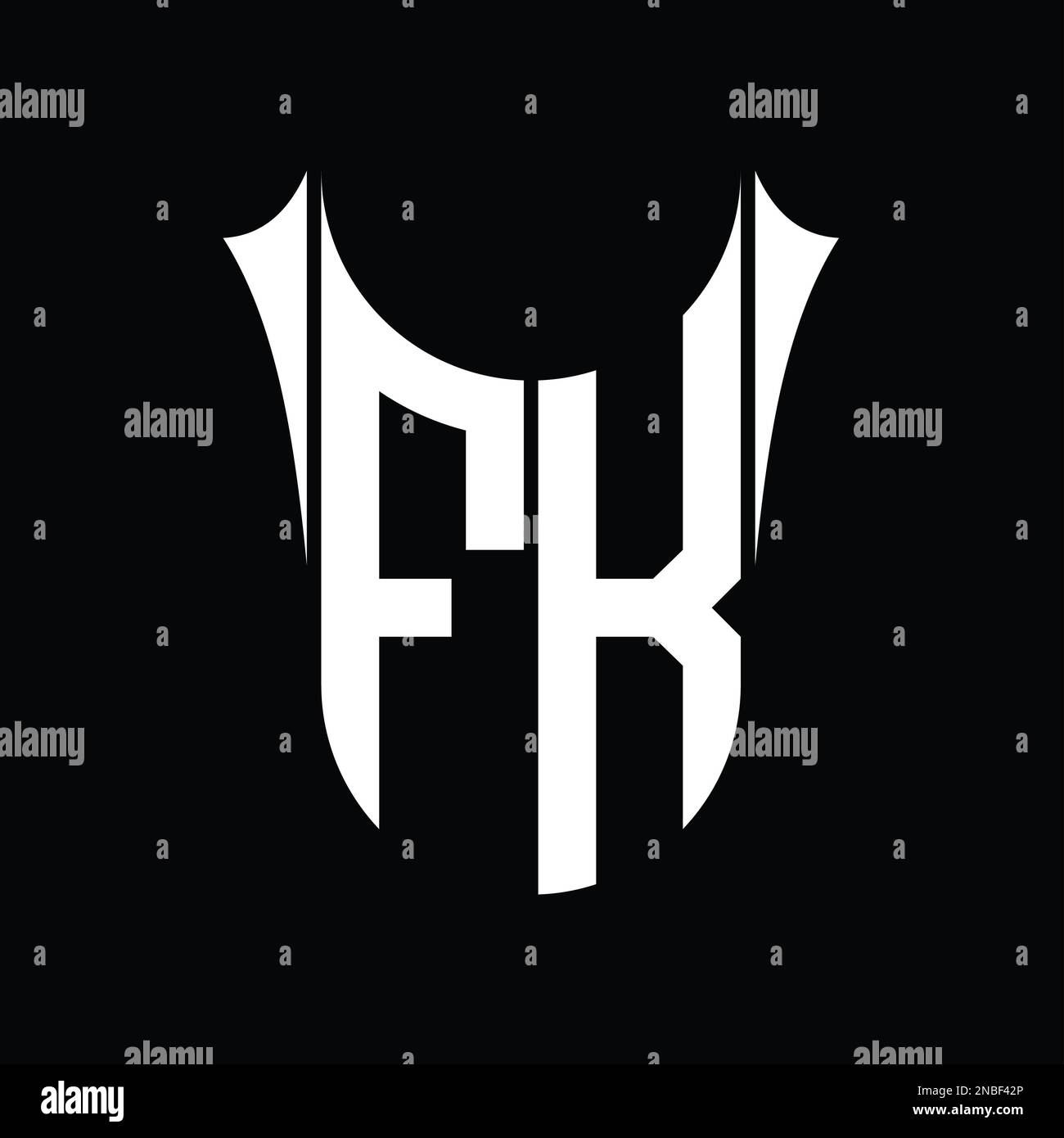 FK Logo schermo monogramma affilato forma semitonda modello di disegno immagini vettoriali Foto Stock