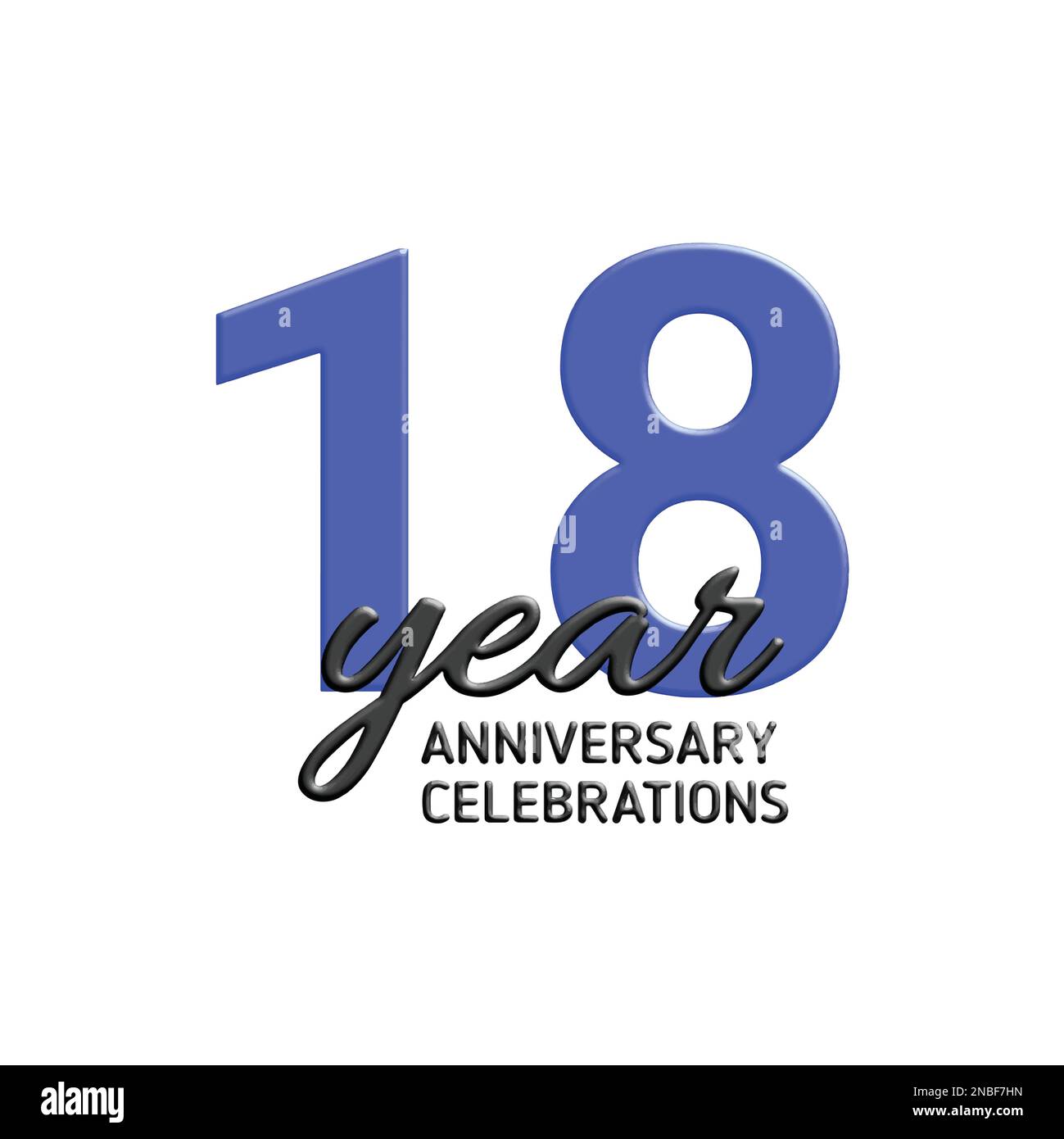 18th° anniversario di celebrazione logo design. Illustrazione di festa del vettore. 3D segno realistico. Decorazione per eventi di festa Illustrazione Vettoriale