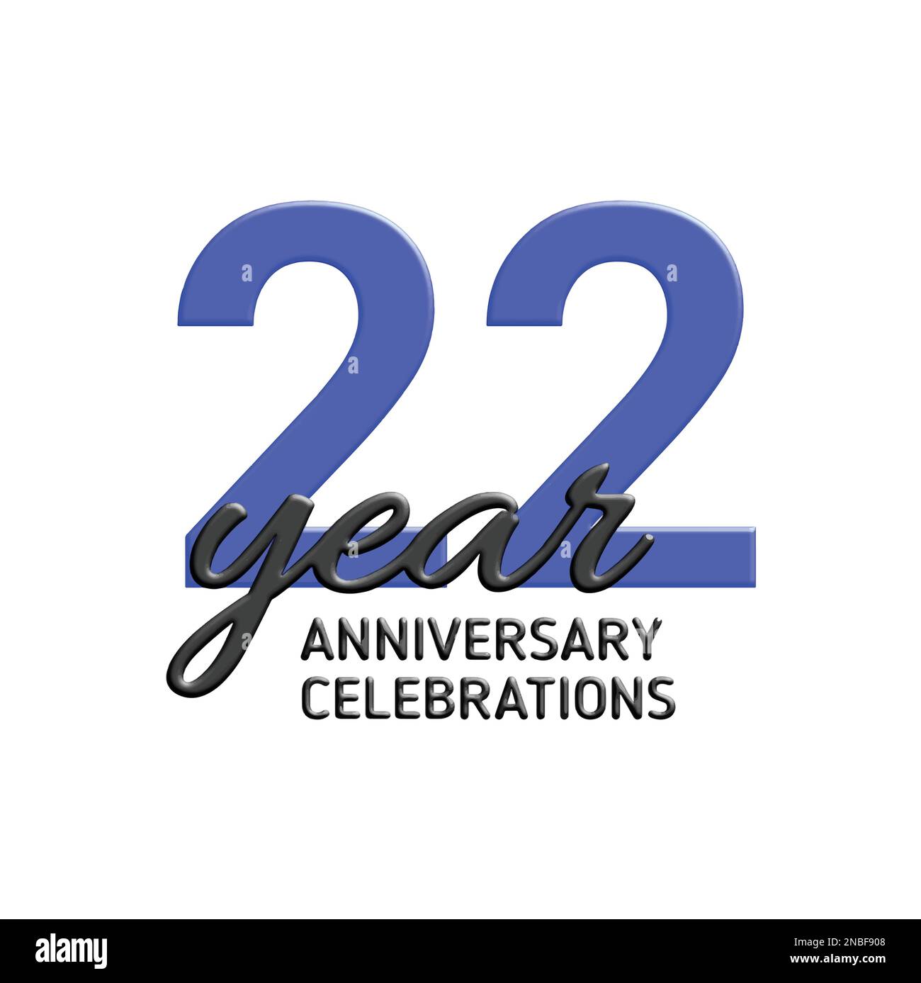 22th° anniversario di celebrazione logo design. Illustrazione di festa del vettore. 3D segno realistico. Decorazione per eventi di festa Illustrazione Vettoriale