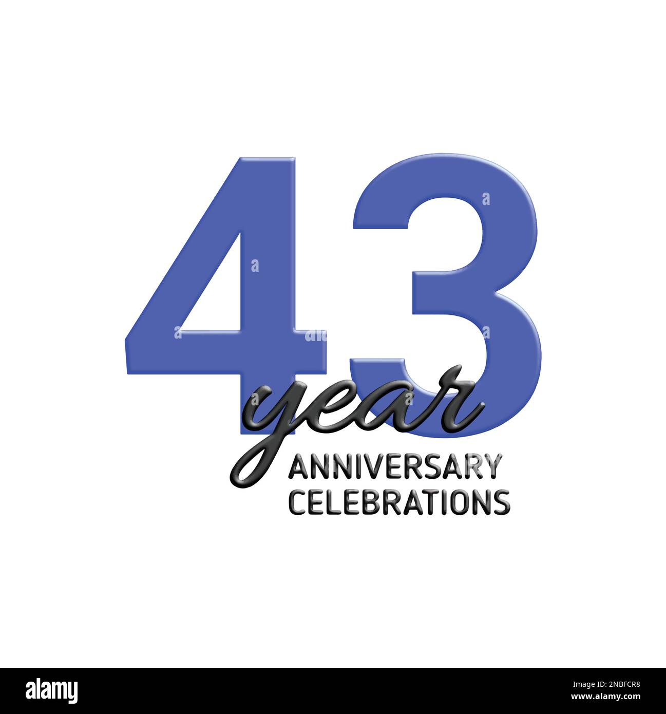 43th° anniversario di celebrazione logo design. Illustrazione di festa del vettore. 3D segno realistico. Decorazione per eventi di festa Illustrazione Vettoriale