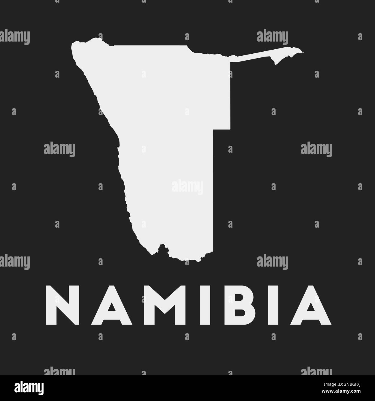 Icona della Namibia. Mappa del paese su sfondo scuro. Elegante mappa della Namibia con il nome del paese. Illustrazione vettoriale. Illustrazione Vettoriale