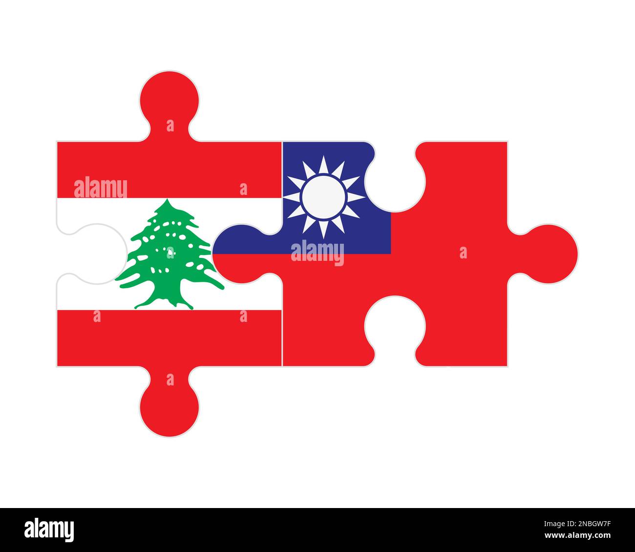 Puzzle connesso di bandiere del Libano e Taiwan, vettore Illustrazione Vettoriale