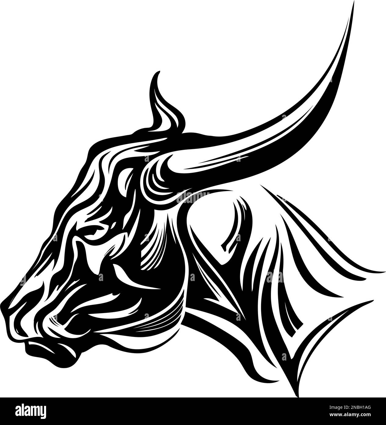 bull - animale domestico, fattoria disegnata a mano vettoriale illustrazione realistica Illustrazione Vettoriale