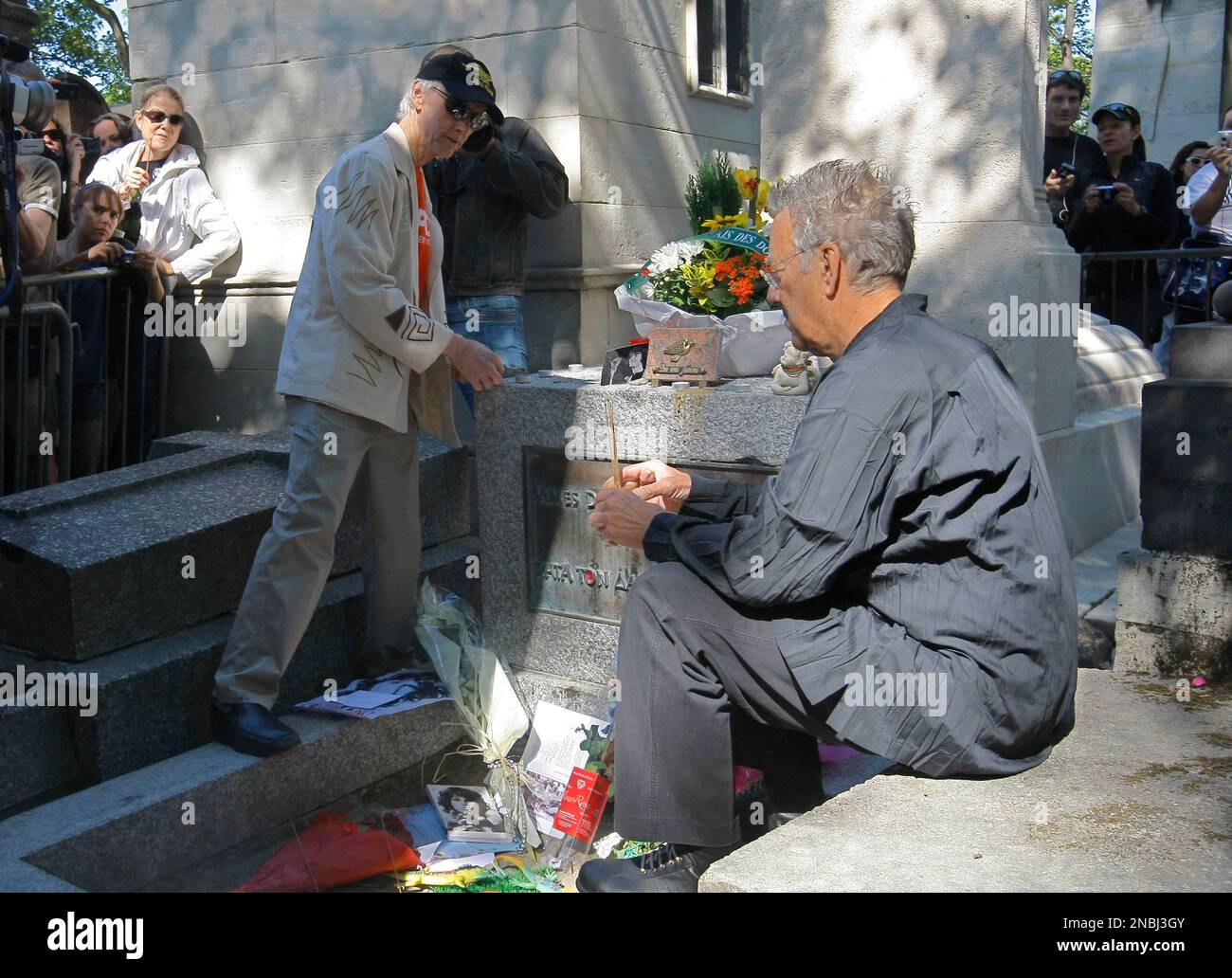 Former members of The Doors, Ray Manzarek, keyboard player, right, and