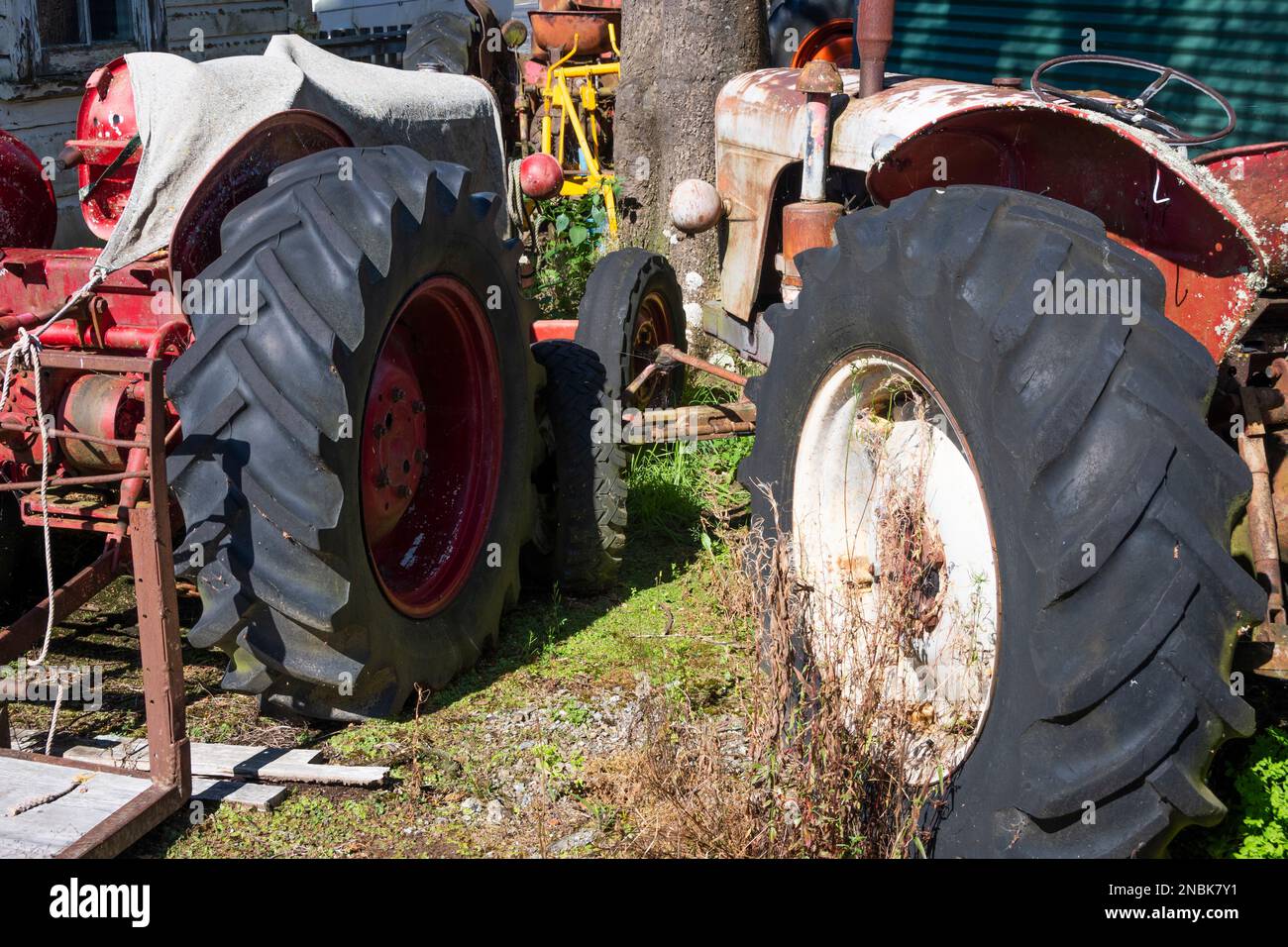 Trattori vintage, Ormondville, Tararua District, North Island, Nuova Zelanda Foto Stock