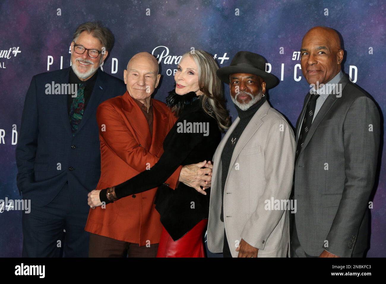 9 febbraio 2023, Los Angeles, CA, USA: LOS ANGELES - 9 FEBBRAIO: Levar Burton, Jeri Ryan, Jonathan Frakes, Michelle Hurd, Sir Patrick Stewart, Gates McFadden, Michael Dorn alla prima edizione di Picard Season Three al TCL Chinese Theater IMAX il 9 febbraio 2023 a Los Angeles, CA (Credit Image: © Kay Blake/ZUMA Press Wire) SOLO PER USO EDITORIALE! Non per USO commerciale! Foto Stock