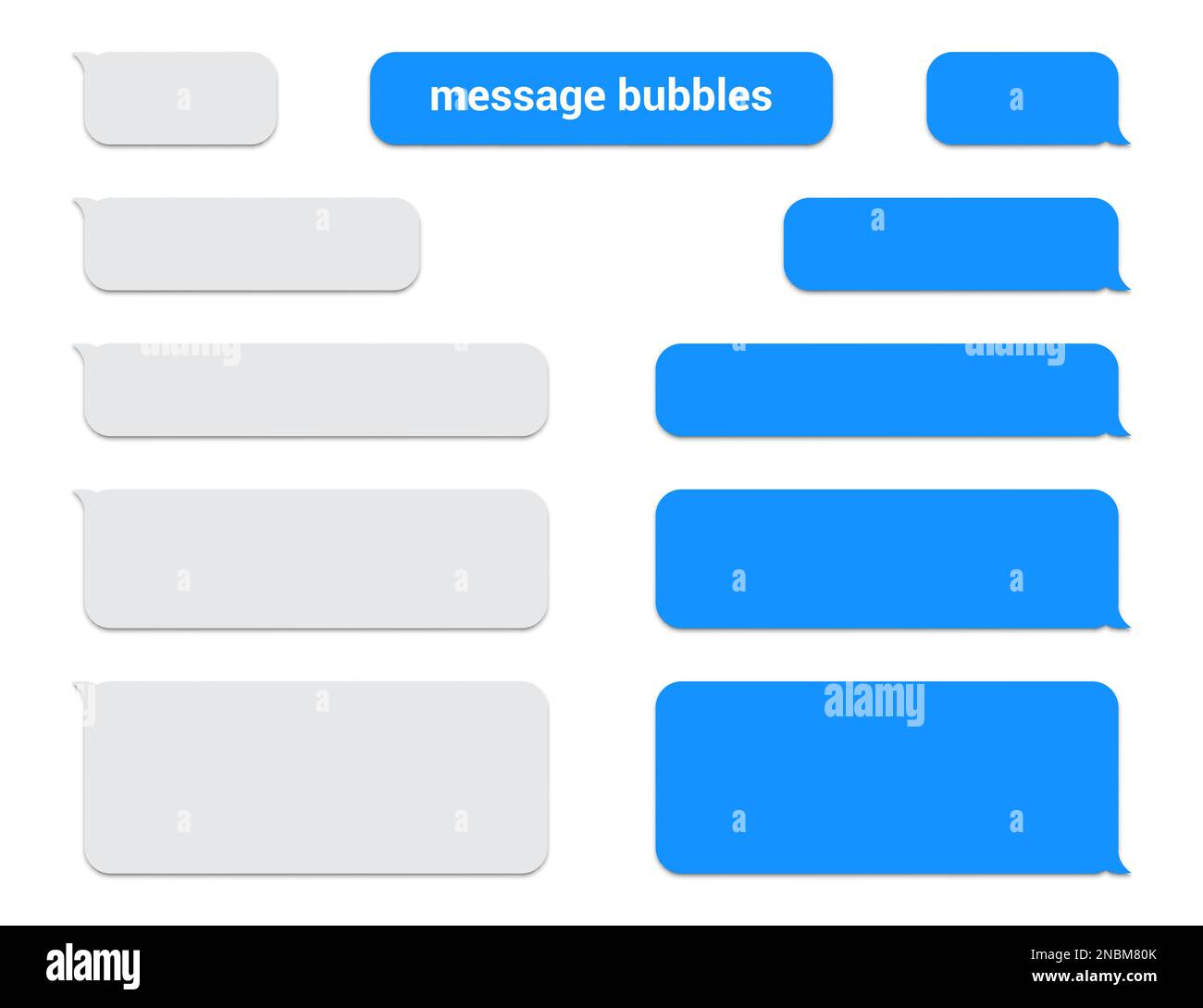 Insieme di messaggi bolle caselle di chat con ombra Illustrazione Vettoriale
