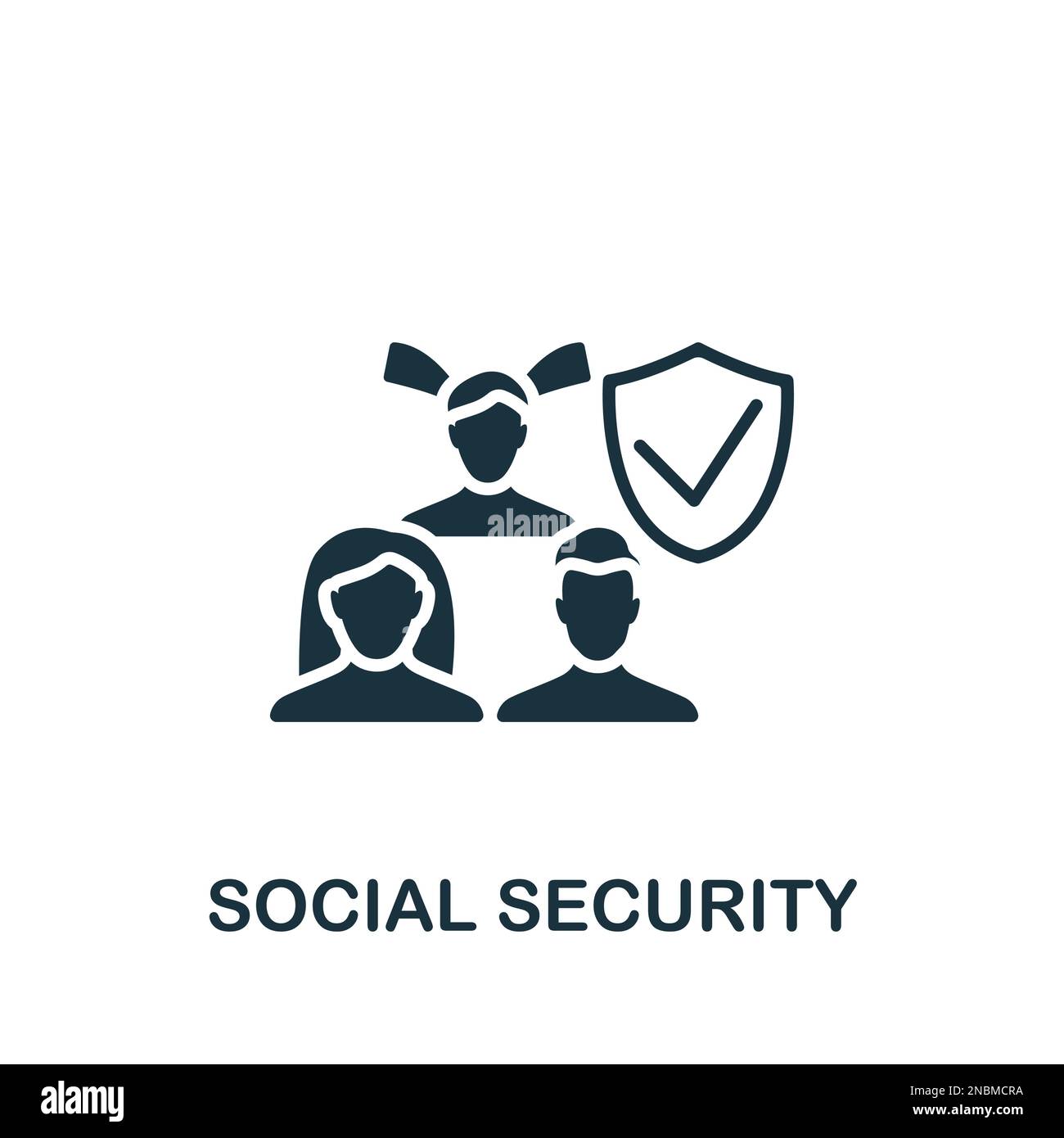 Icona della previdenza sociale. Semplice firma monocromatica dalla raccolta dei vantaggi per i dipendenti. Icona di sicurezza sociale per logo, modelli, web design e infografiche. Illustrazione Vettoriale